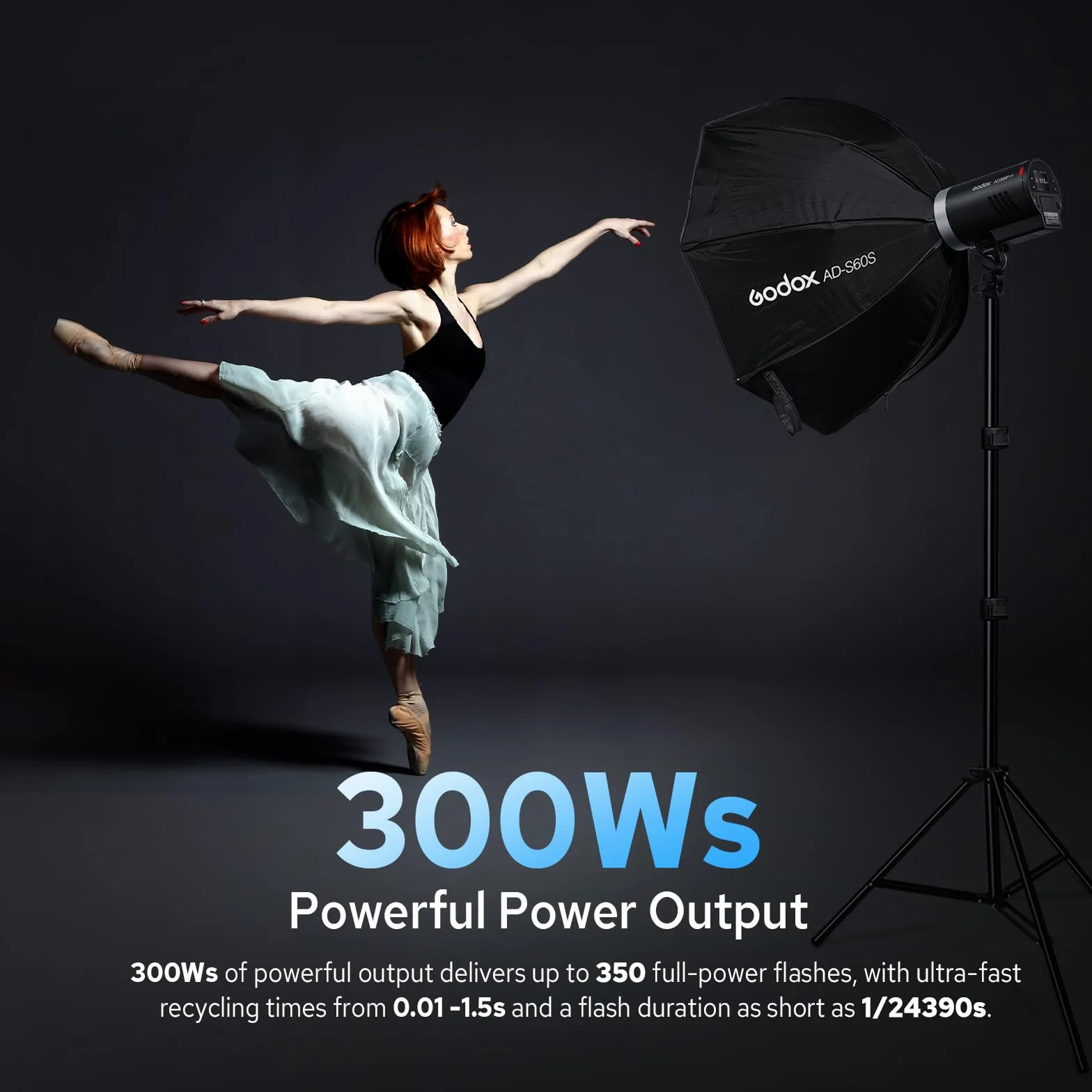 GODOX AD300 Pro II AD300Pro II Strobe Flash Extérieur, 300Ws TTL Flash de Studio HSS 1/8000s, 350 Éclairs à Pleine Puissance, Temps de Recyclage 0.01-1.5s, Lampe LED 12W, 16 Groupes de Couleurs