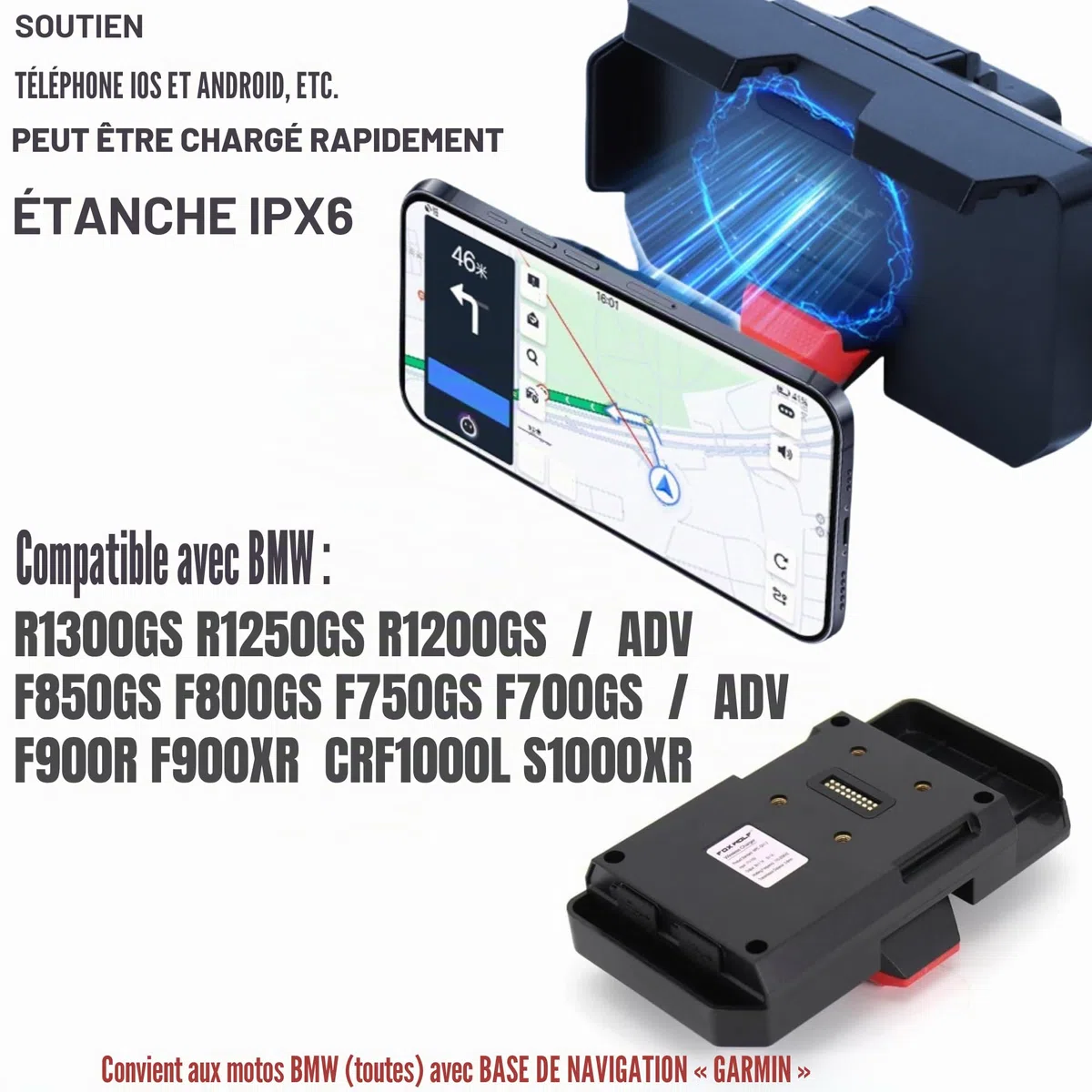 Support de navigation sans fil pour téléphone portable GPS moto BMW R1300GS R1200GS ADV R1250GS CRF1000L S1000XR F900R F900XR F850GS F800GS F750GS F700GS Accessoires de moto