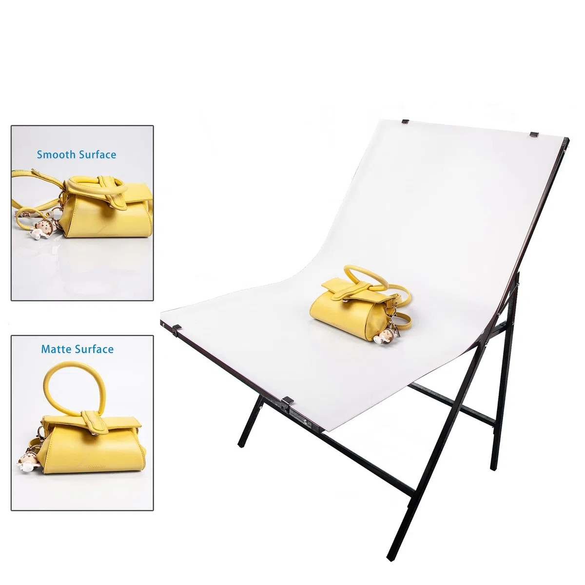 Table de prise de vue avec 3 toiles de fond en PVC, 60 x 100 cm, support de photographie nature morte, facile à nettoyer, pliable et portable pour affichage de produits et produits de commerce