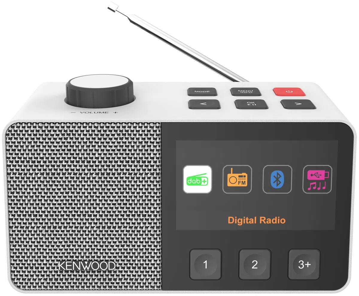 Kenwood CR-M70DAB Radio Dab+/FM avec ASA, écran IPS 4,3", Bluetooth 5.3, Dual Alarm & Sleep, USB MP3, Jack 3,5 mm, Easy Mode, Haut-Parleur 5 W - Blanc