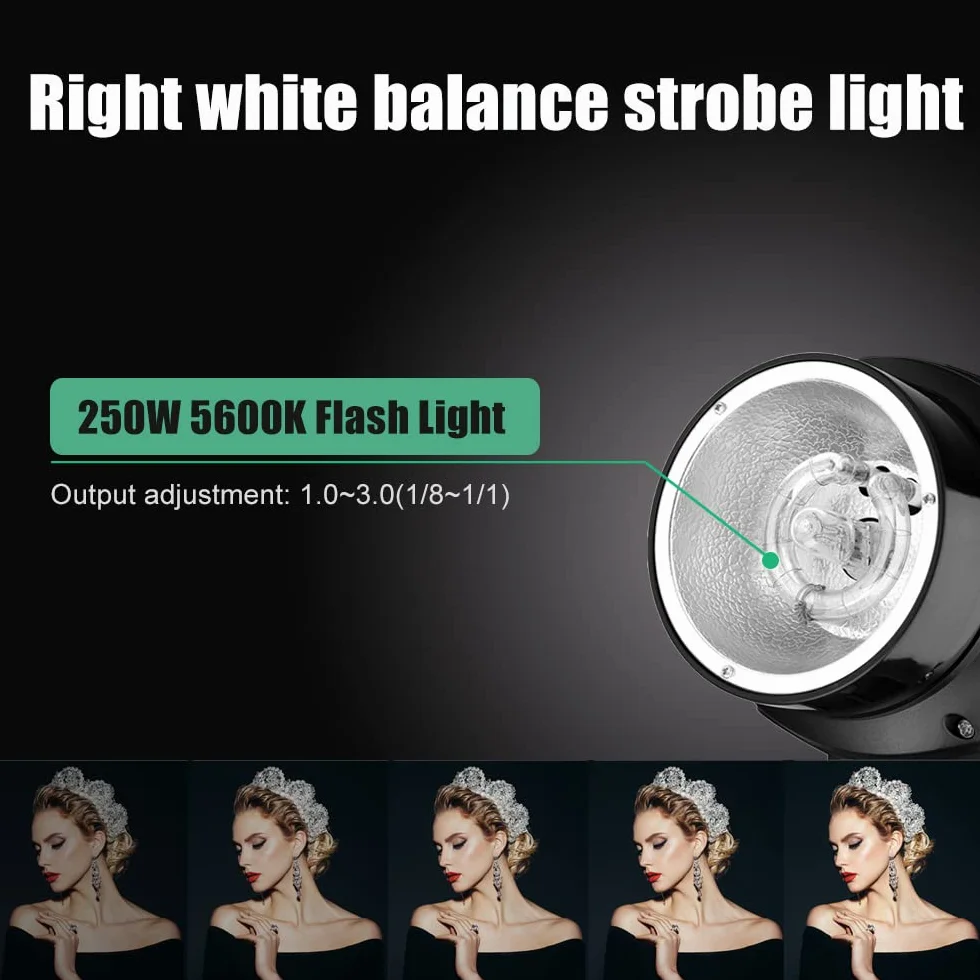 Godox Kit de Flash stroboscopique de Studio Professionnel pour la Photographie, 3 Pack 250W stroboscopique avec déclencheur stroboscopique, Boîte à lumière, Supports de lumière, Bras de Suspension