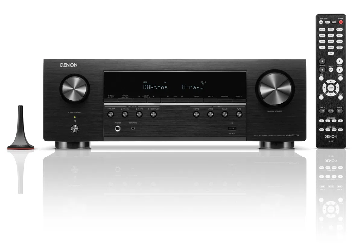 Denon AVR-S770H Récepteur AV 7.2 canaux avec Dolby Atmos, DTS:X, 6 entrées HDMI et 1 Sortie, HDMI 8K, Bluetooth, Wi-FI, AirPlay 2, HEOS Multiroom, Compatible Alexa