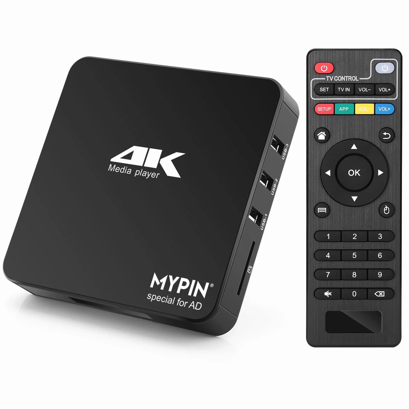 Lecteur Multimédia 4K, MYPIN HD Media Player TV HDMI Soutien 8TB HDD/Clé USB 256G /Carte SD et Sortie HDMI/AV pour HDTV/PPT MKV AVI MP4 H.265