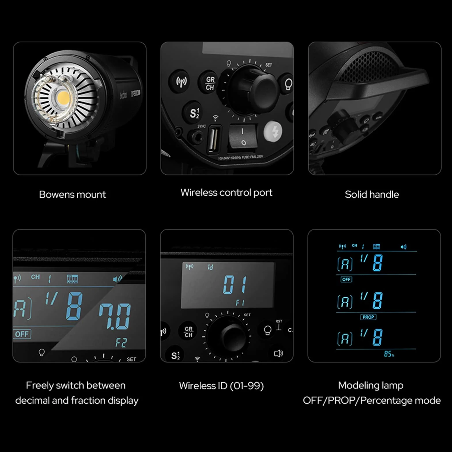 Godox DP400III-V Flash de Studio amélioré 800Ws Puissance GN126 5600 ± 200K Éclairage stroboscopique Système X sans Fil 2.4G intégré Bowens Mount Photographie Flashes