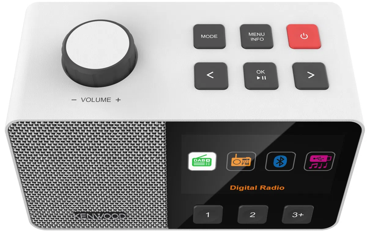 Kenwood CR-M70DAB Radio Dab+/FM avec ASA, écran IPS 4,3", Bluetooth 5.3, Dual Alarm & Sleep, USB MP3, Jack 3,5 mm, Easy Mode, Haut-Parleur 5 W - Blanc