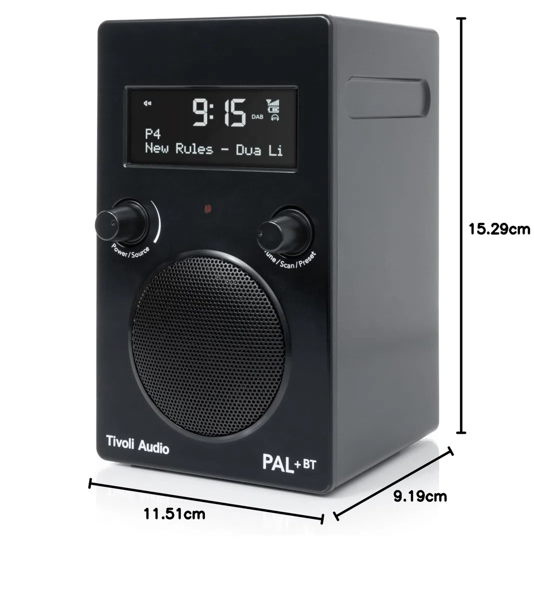 Tivoli Audio PAL+BT - Radio Reveil Vintage Rechargeable 16H de Batterie - Enceinte Bluetooth Portable Retro avec écran LED - Poste Radio Design Dab+/FM avec télécommande - Résistant à l'eau (Black)