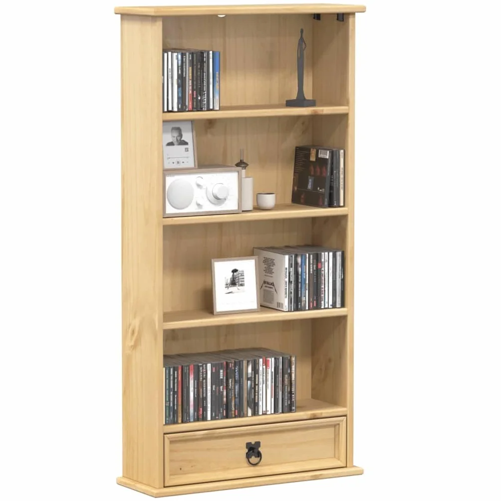 vidaXL Armoire à CD Corona 52x17,5x103 cm Bois de pin Massif, unité de Rangement CD, Armoire de Rangement CD, Meuble de Rangement CD