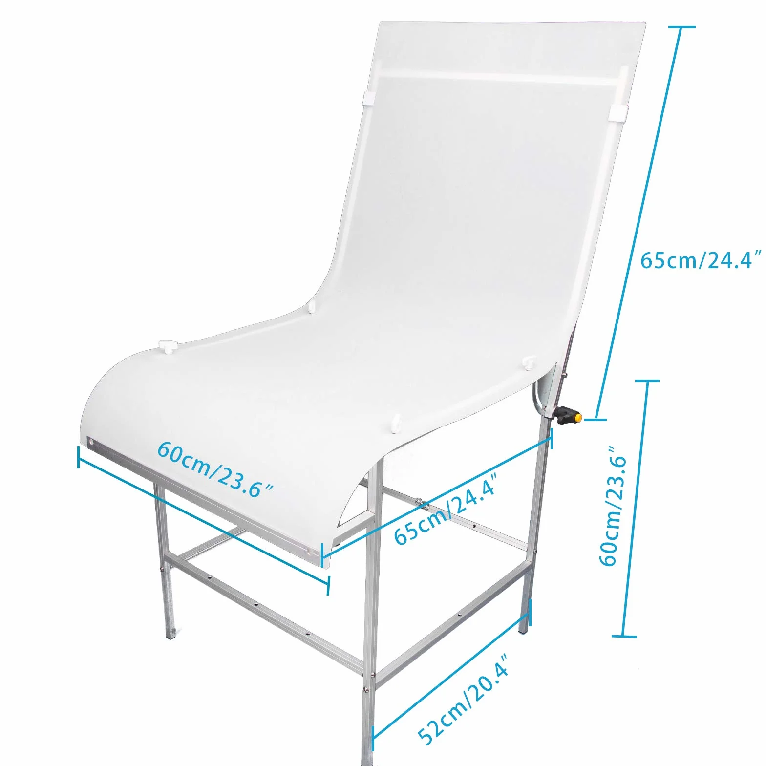 60x130cm Photographie Table de Prise de Vue Amovible Shooting Table Portable Cadre en Aluminium Table Shooting Non Réfléchissant avec 3 PVC Fond pour Studio Tentes de Shooting