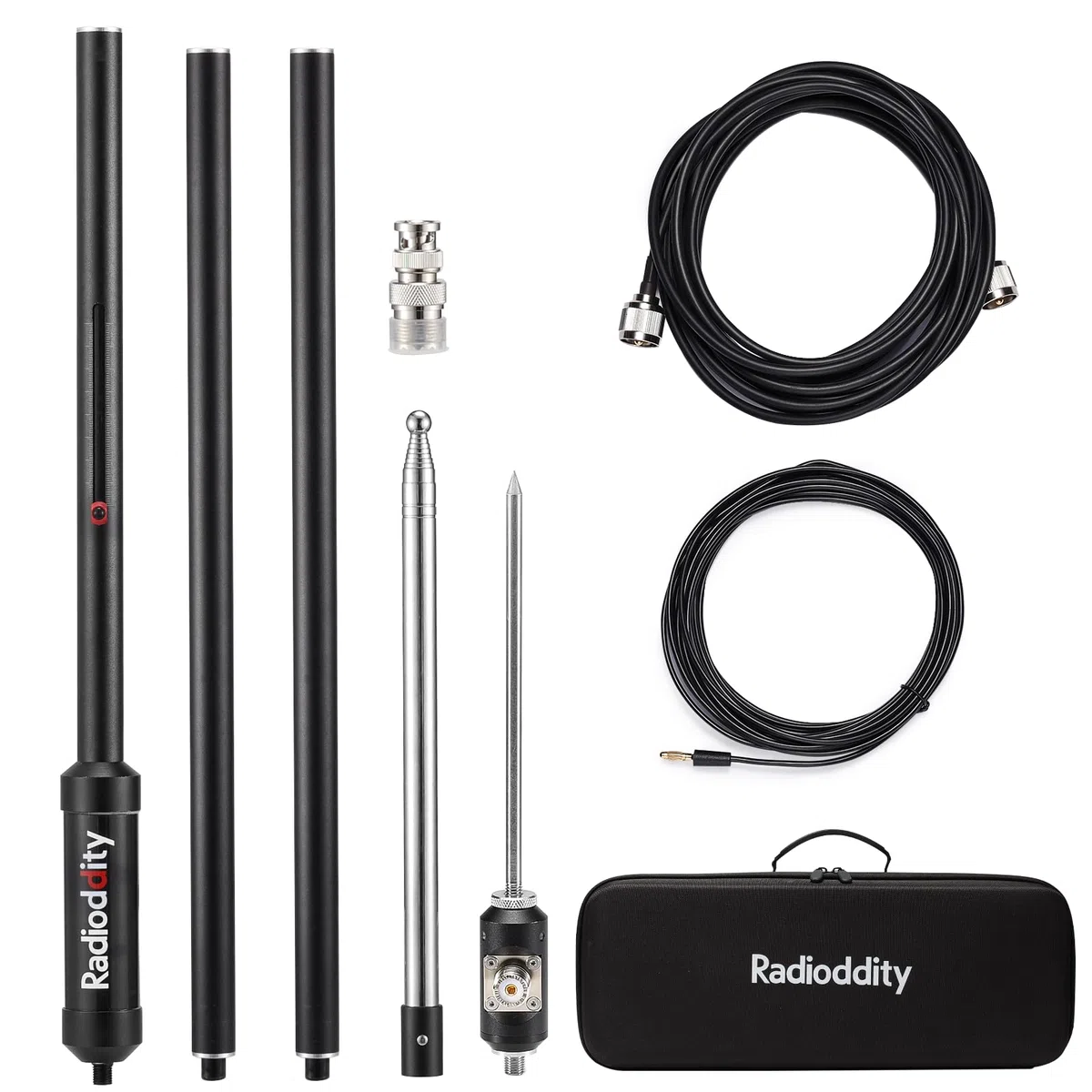 Radioddity HF-009 Antenne HF Portable, antenne Verticale 5-50 MHz, SWR 1.0-1.5, Compatible avec Xiegu G90/X6100/X6200, Radioddity QT40/QT60/QT80, pour émetteurs-récepteurs HF et radios Mobiles