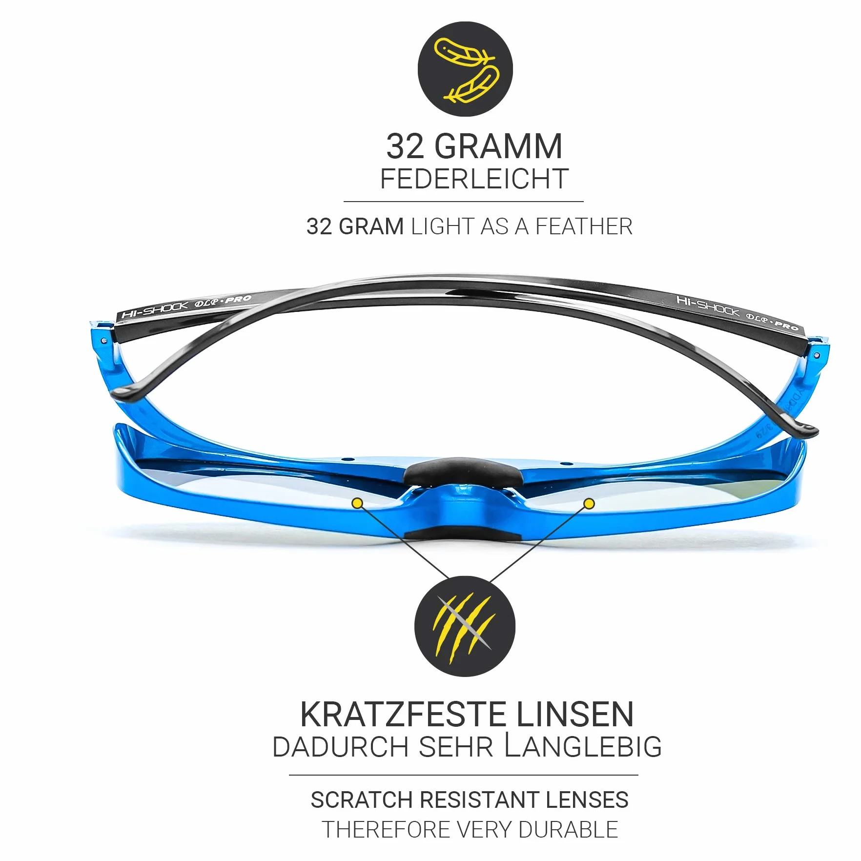 2X Hi-Shock DLP Pro Blue Heaven | Lunettes Actives DLP Link 3D - Compatibles avec Les projecteurs 3D DLP d'Acer, BenQ, Optoma, Viewsonic | Remplacement du PPA5610 / E4W [96-200 Hz | Rechargeable]
