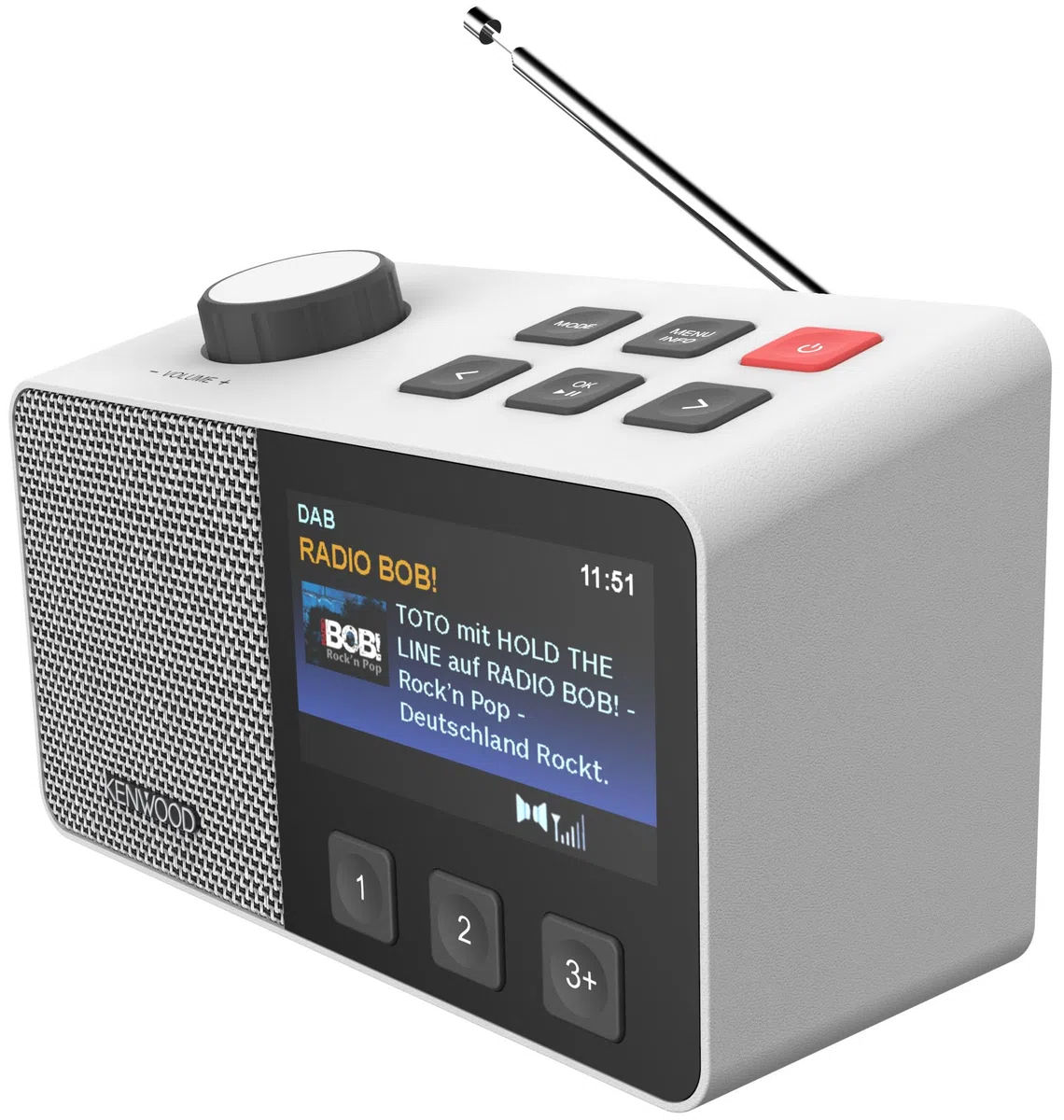 Kenwood CR-M70DAB Radio Dab+/FM avec ASA, écran IPS 4,3", Bluetooth 5.3, Dual Alarm & Sleep, USB MP3, Jack 3,5 mm, Easy Mode, Haut-Parleur 5 W - Blanc