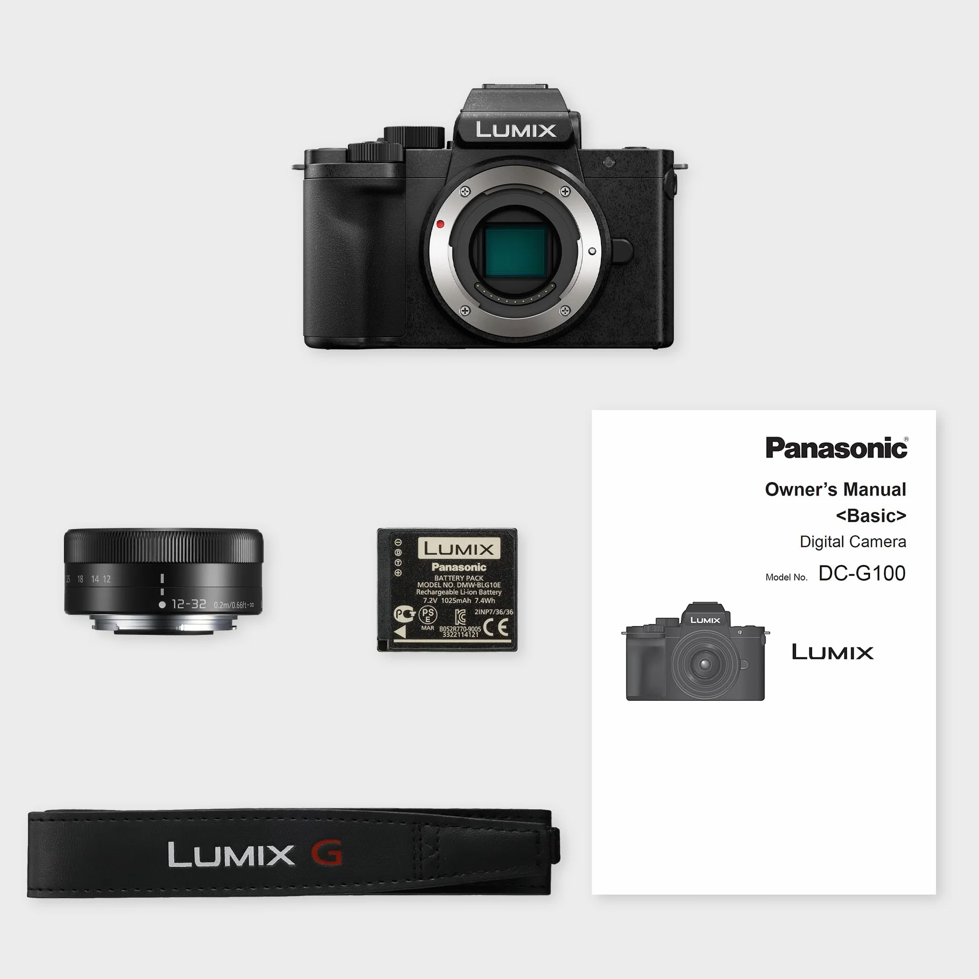 Panasonic Lumix G100D | Appareil Photo Hybride + Objectif Lumix 12-32mm (Capteur 4/3 20.3MP, Vidéo 4K/ 30p, OZO Audio by Nokia, Mode Selfie Vidéo, Stab.) Noir – Version Française