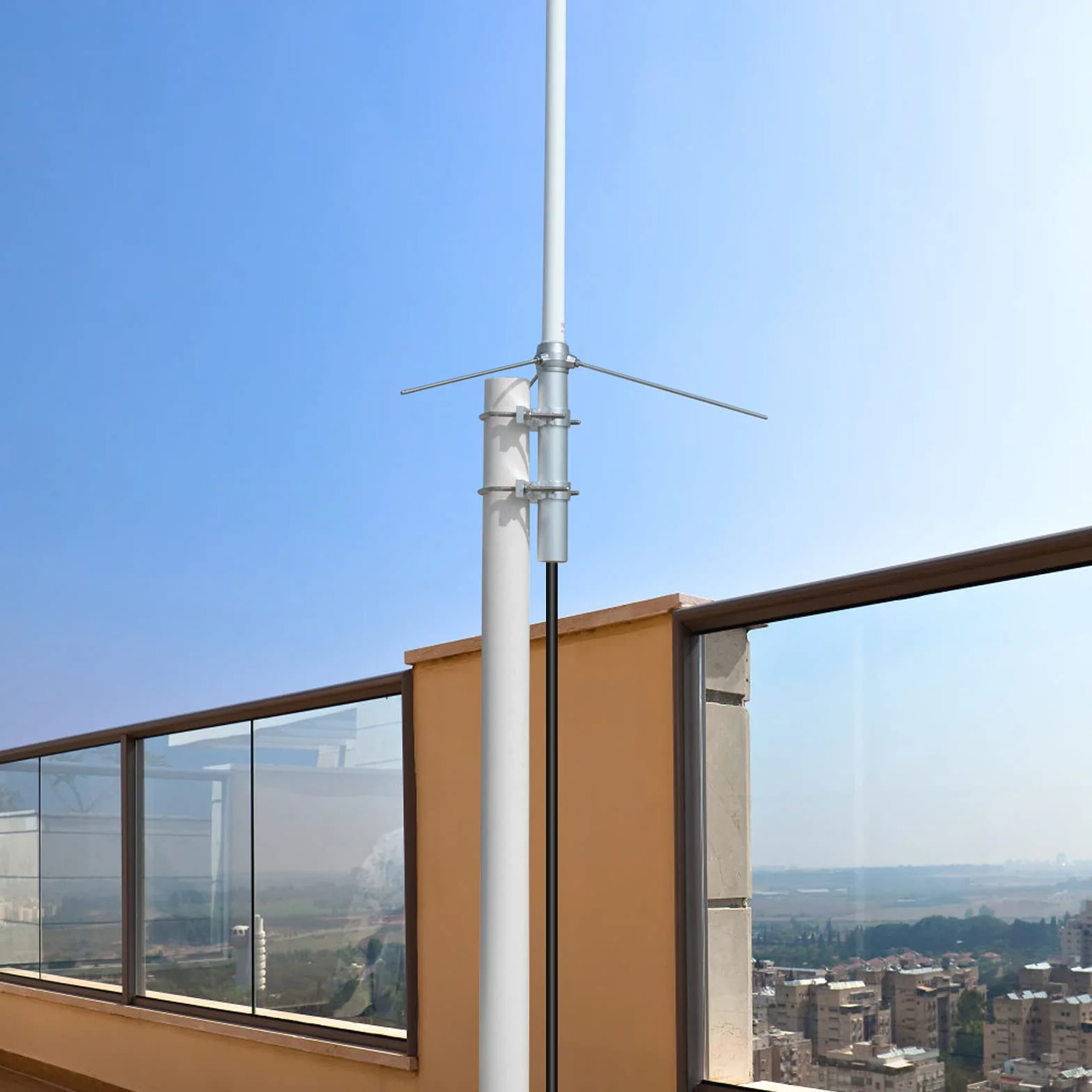 UAYESOK Amateur Station de Base Antenne UHF VHF Fibre de Verre Antenne Stationaire Antenne de Base Vertical 4.5/7.2dBi SO239 Haute Amplification pour Émetteur Répéteur de Police Scanner Camion SUV
