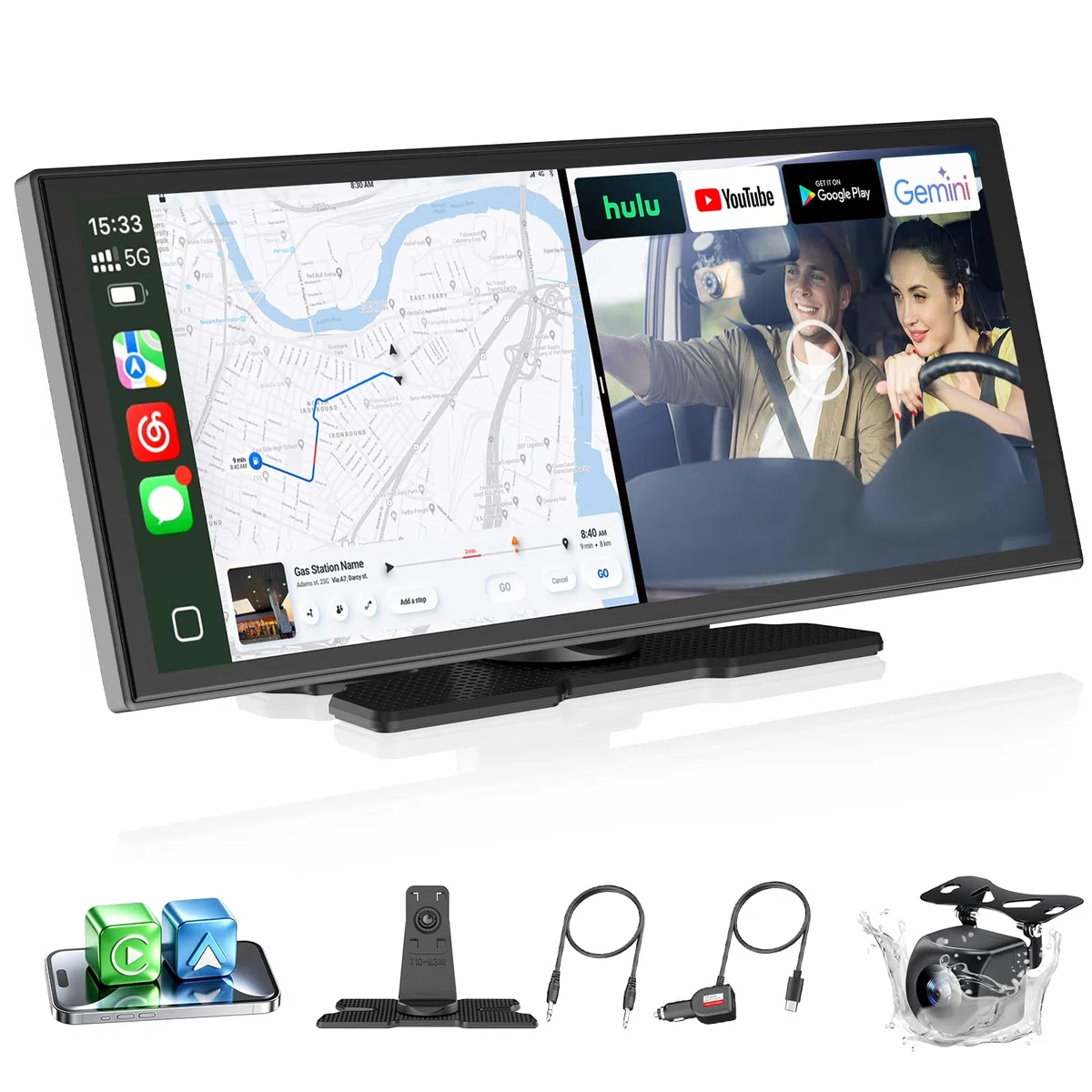 OTTOCAST Ottoscreen AI, Écran CarPlay Voiture sans Fil 11,4 Pouces Autoradio Android Auto Stéréo Car Play avec Caméra Arrière 1080P, 1920 x 720 Pixels, Android 15 OS