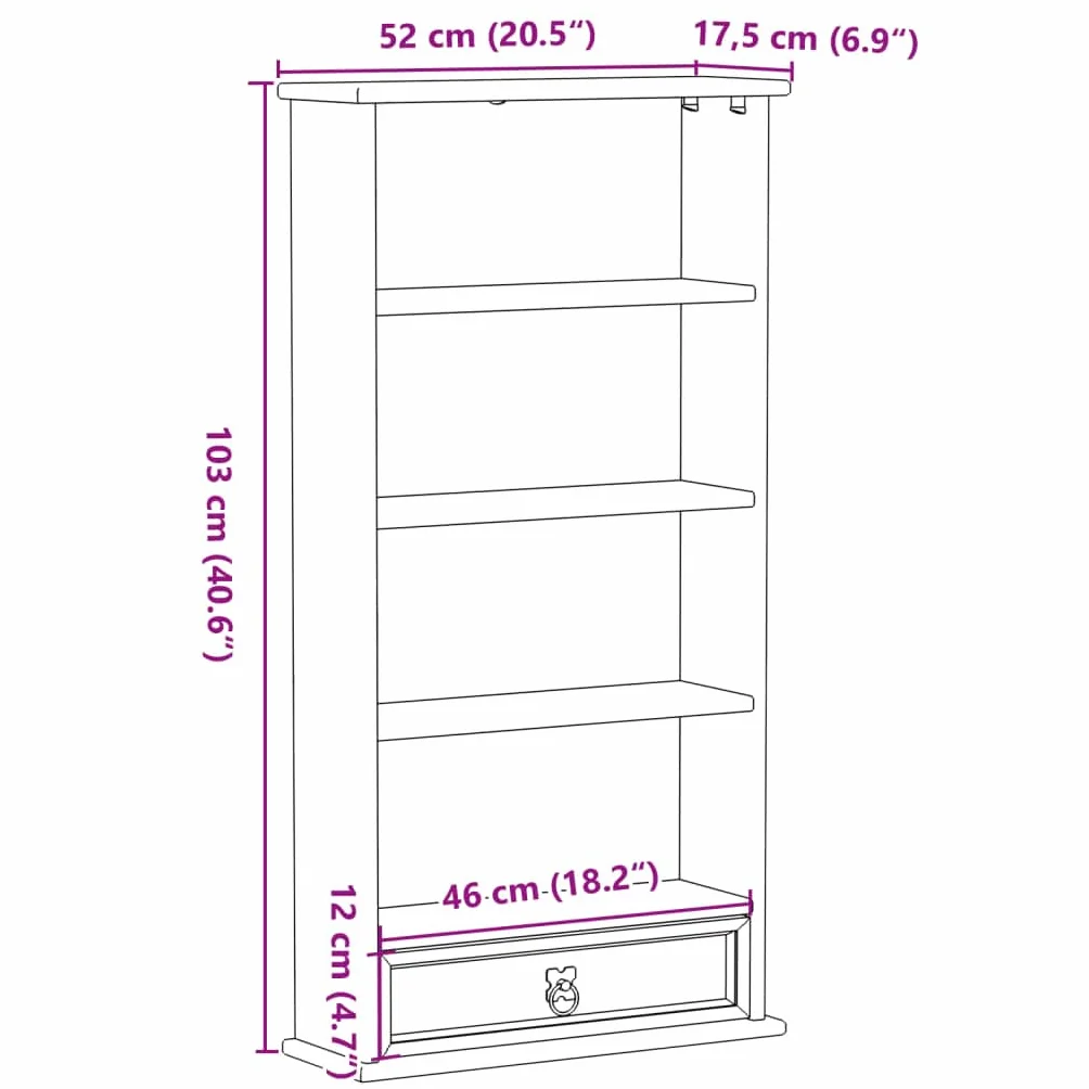 vidaXL Armoire à CD Corona 52x17,5x103 cm Bois de pin Massif, unité de Rangement CD, Armoire de Rangement CD, Meuble de Rangement CD