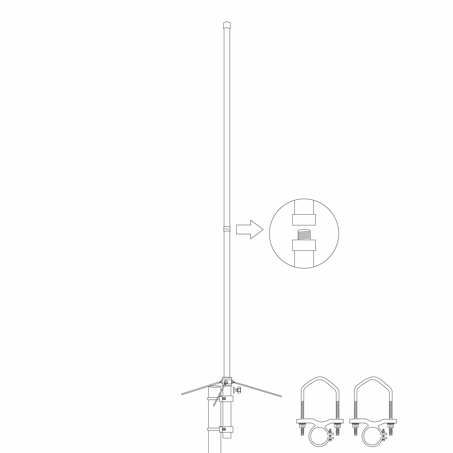 UAYESOK Amateur Station de Base Antenne UHF VHF Fibre de Verre Antenne Stationaire Antenne de Base Vertical 4.5/7.2dBi SO239 Haute Amplification pour Émetteur Répéteur de Police Scanner Camion SUV