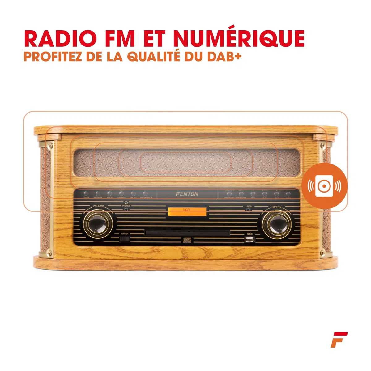 Fenton Memphis Platine Vinyle Bluetooth avec Radio Dab/FM - Bois Clair, Lecteur MP3/CD/Cassette, Numérisation des Vinyles, Idéal pour Décorer Votre Salon et Écouter Vos Musiques