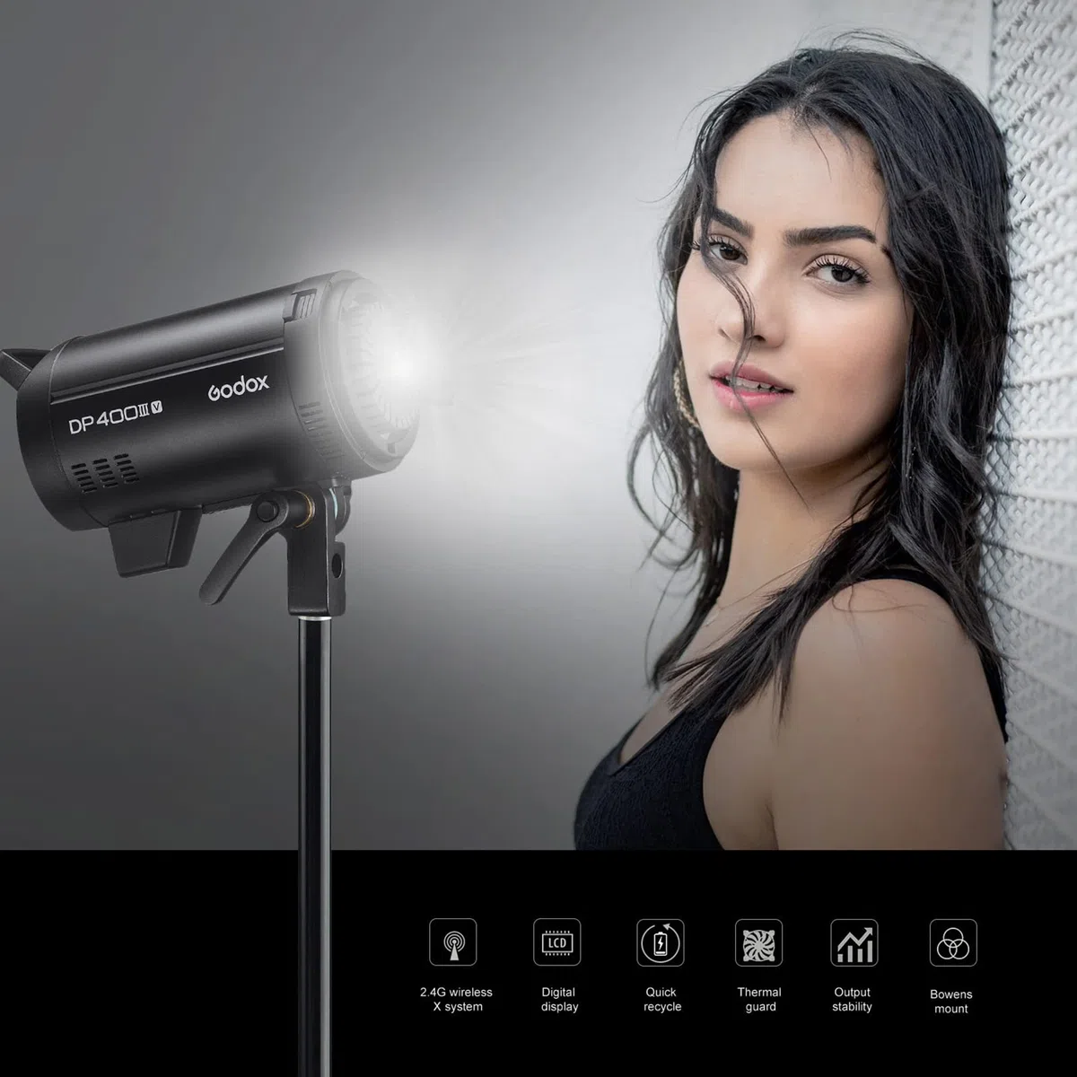 Godox DP400III-V Flash de Studio amélioré 800Ws Puissance GN126 5600 ± 200K Éclairage stroboscopique Système X sans Fil 2.4G intégré Bowens Mount Photographie Flashes