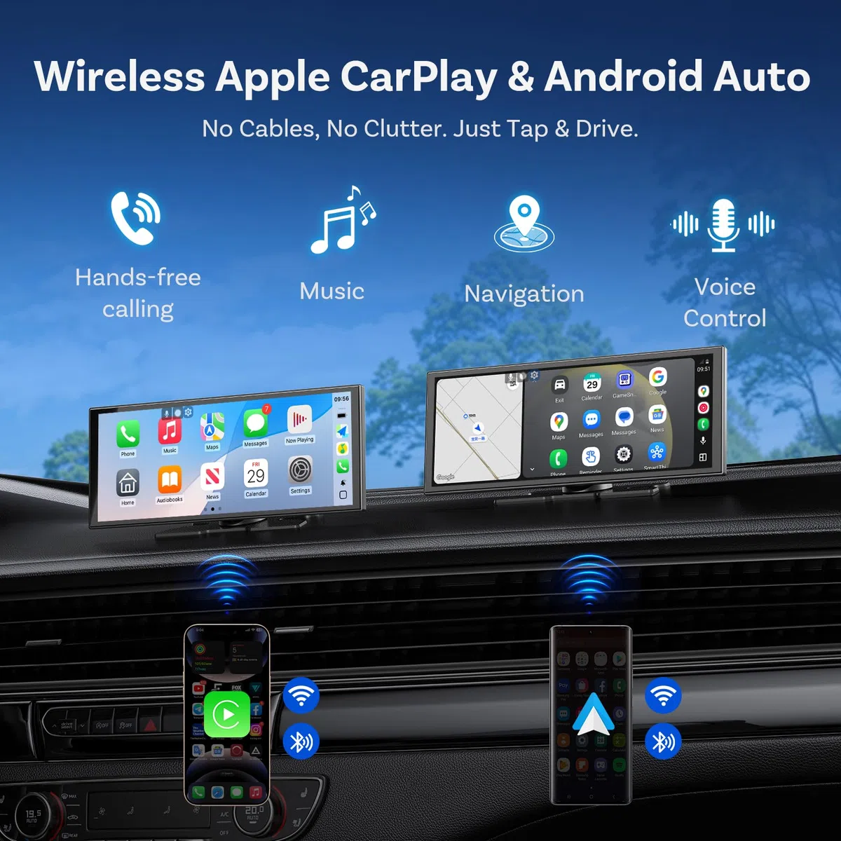 OTTOCAST Ottoscreen AI, Écran CarPlay Voiture sans Fil 11,4 Pouces Autoradio Android Auto Stéréo Car Play avec Caméra Arrière 1080P, 1920 x 720 Pixels, Android 15 OS