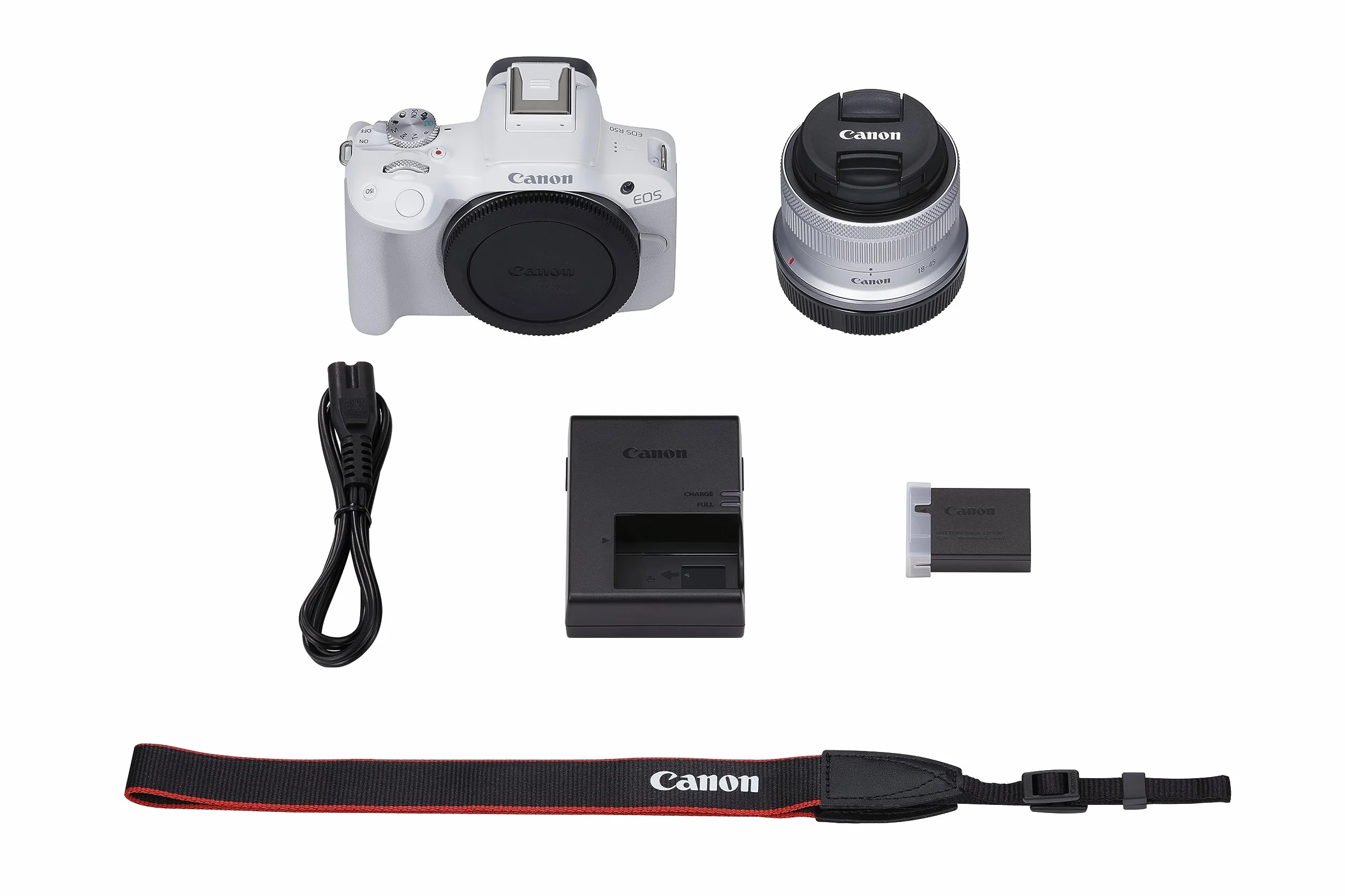 Canon EOS R50 Appareil Photo Blanc + Objectif RF-S 18-45 is STM (Hybride APS-C 24M Pixels, 15 im/Sec, CMOS AF Dual Pixel, vidéo 4K/30p, WiFi), Blanc