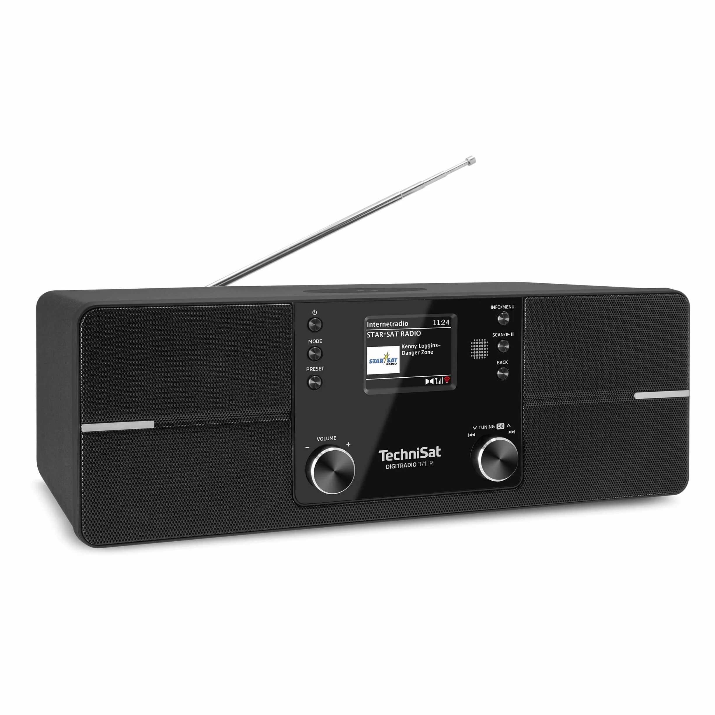 TechniSat DIGITRADIO 371 IR - Radio Internet avec charge sans fil (DAB+, FM, WLAN, réception Bluetooth, écran couleur, USB, AUXin, réveil, 10 W, commande par application/télécommande)