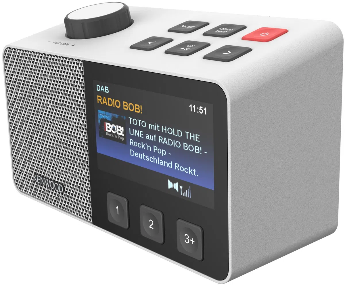 Kenwood CR-M70DAB Radio Dab+/FM avec ASA, écran IPS 4,3", Bluetooth 5.3, Dual Alarm & Sleep, USB MP3, Jack 3,5 mm, Easy Mode, Haut-Parleur 5 W - Blanc