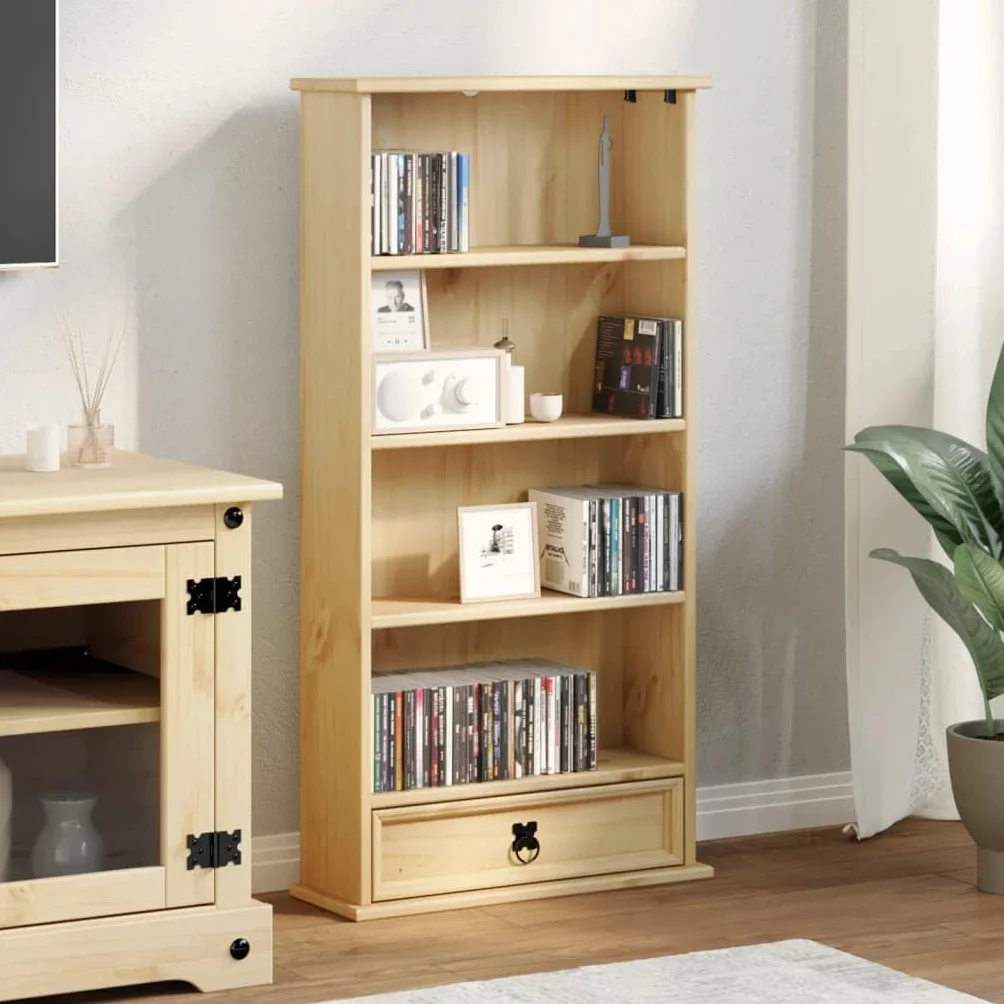 vidaXL Armoire à CD Corona 52x17,5x103 cm Bois de pin Massif, unité de Rangement CD, Armoire de Rangement CD, Meuble de Rangement CD
