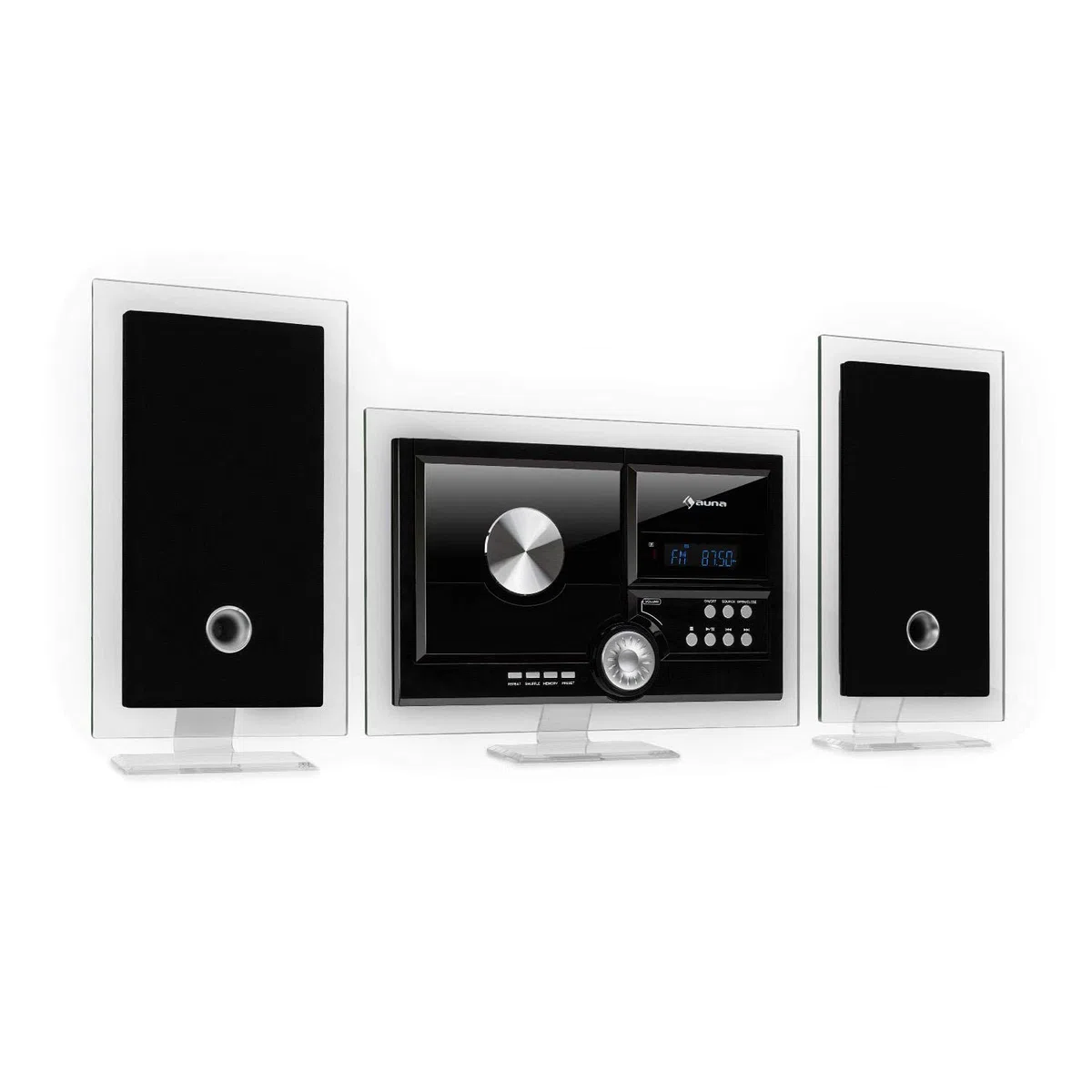 AUNA Stereo Sonic Dab+ - Système stéréo, Montage Mural, Syntoniseur Radio Dab+/UKW, Lecteur CD Automatique, Port USB pour fichiers MP3, Fonction Bluetooth, Entrée AUX, Ecran LCD - Noir