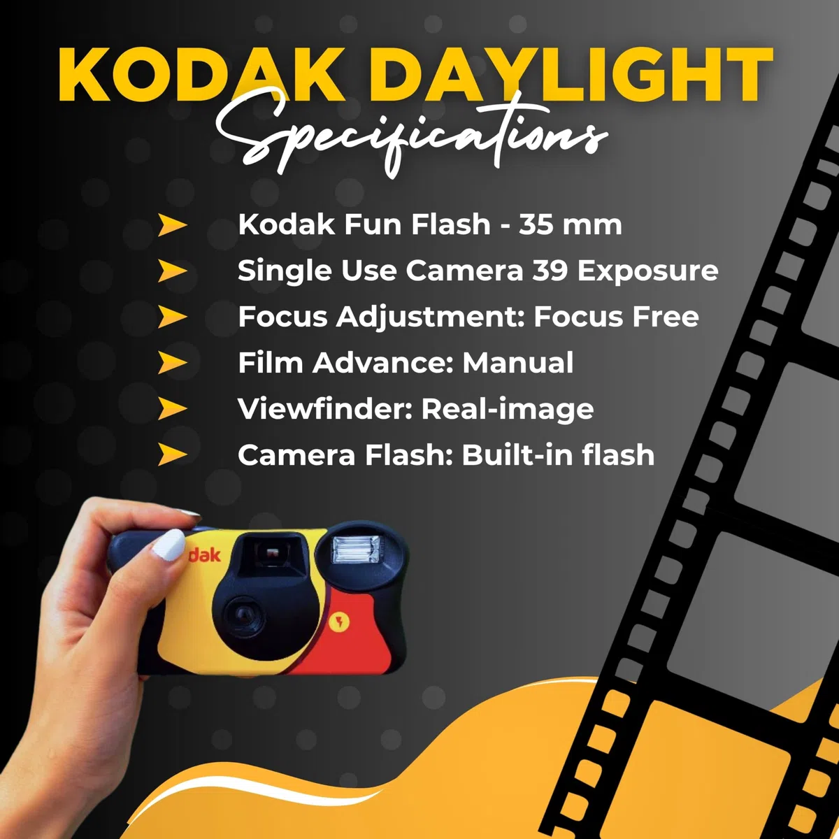 Lot d'appareils photo jetables – Comprend 10 paquets d'appareils photo Kodak Funsaver à usage unique 35 mm avec 39 poses et carte d'astuces pour photographie Clikoze