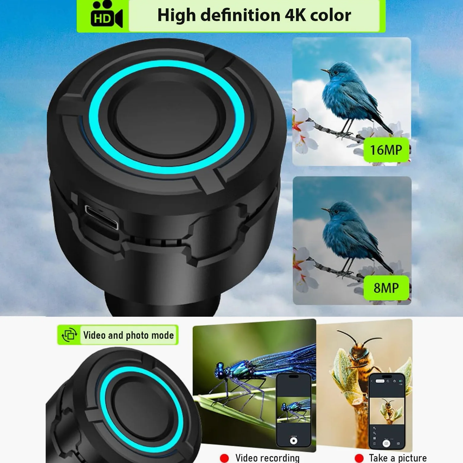 Oculaire numérique WiFi sans fil pour télescope caméra 4K enregistrement vidéo prise de photos batterie intégrée oculaire électronique pour télescope