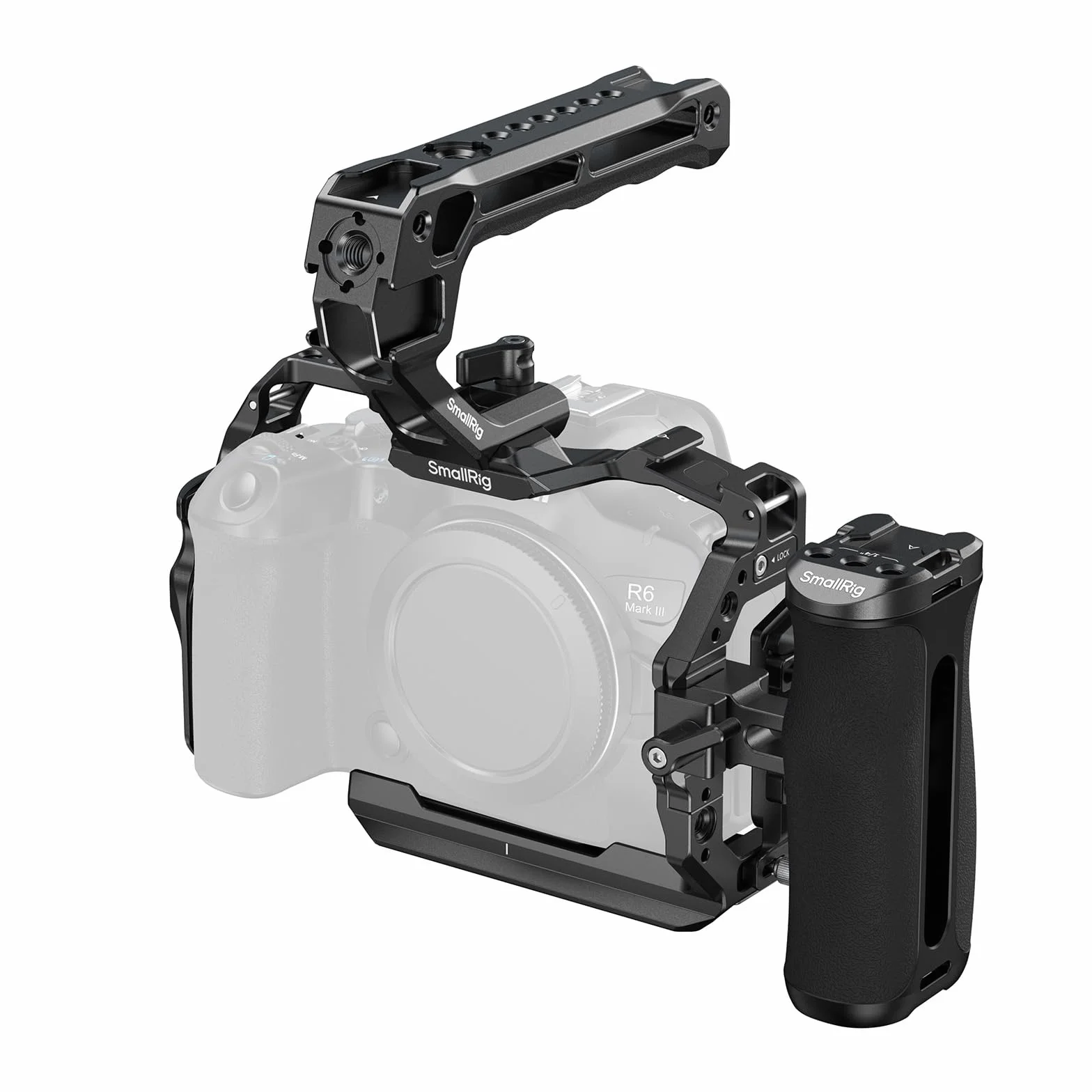 SMALLRIG R6 Mark III Kit Cage pour Canon R6 Mark II avec Poignée Supérieure, Poignée Latérale et Serre-Câble, Rails NATO Doubles HawkLock, Plaque Rapide pour Arca - 5956