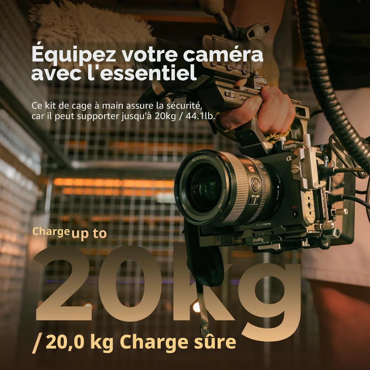 SMALLRIG Kit Cage Caméra HawkLock QR pour Sony FX3 / FX30 avec Extension de Poignée XLR, Dragonne et Serre-câble pour HDMI, Griffe Froide QR, Rail OTAN/Plaque QR pour Arca, Gris Titane - 4771