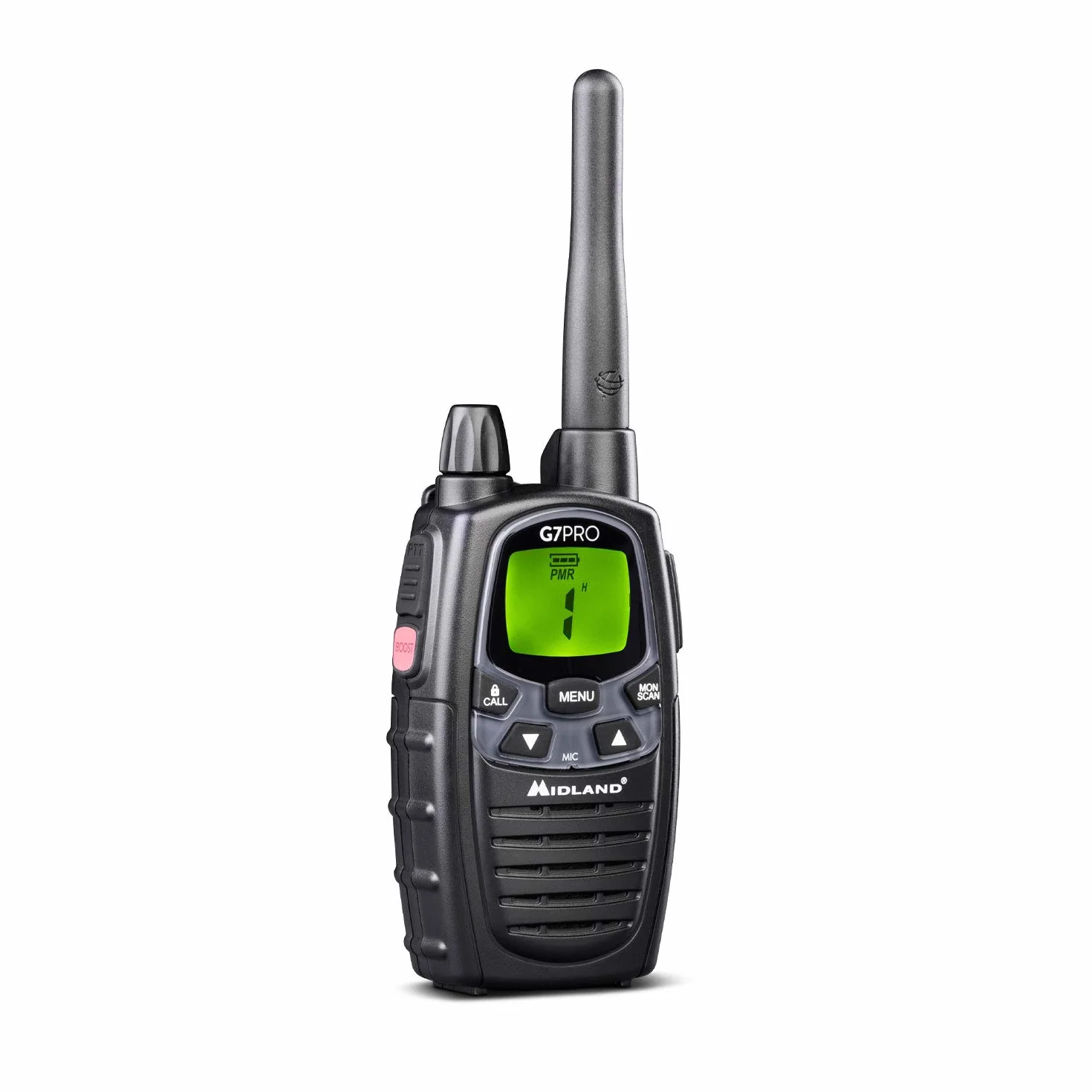 Midland - Talkie Walkie Longue Portée 10Km Professionnel G7 PRO, Couple Radio Récepteur Émetteur Airsoft Outdoor 85 Canaux, 16 PMR446/69 LPD non Licence, Autonomie 18H Piles Rechargeables, Accessoires