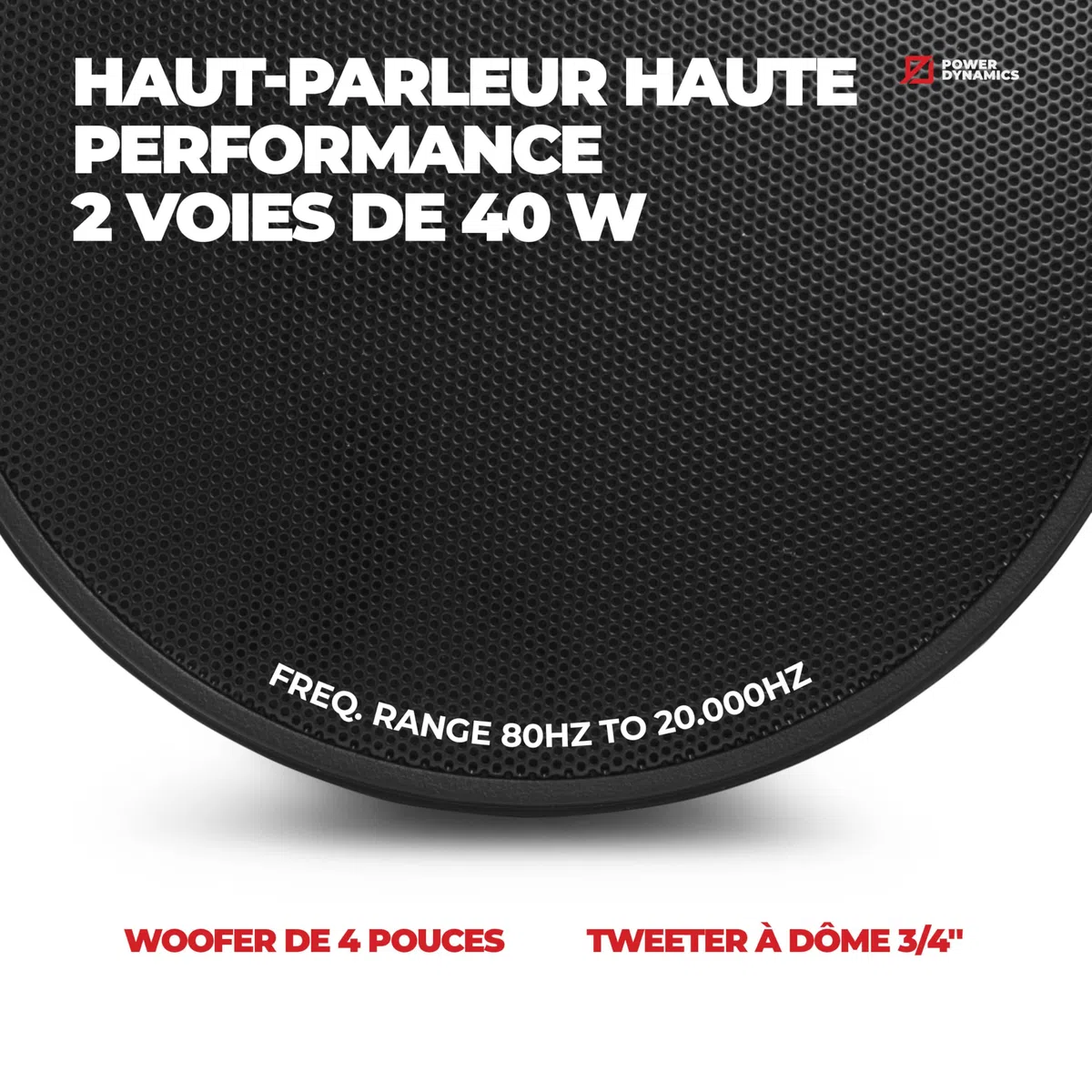 Power Dynamics Purity4B, Haut Parleur Suspendu Noir 20W 100V, 2 Voies Enceinte Plafond Pendulaire pour Sonorisation de Commerces Restaurants Bars et Espaces publics