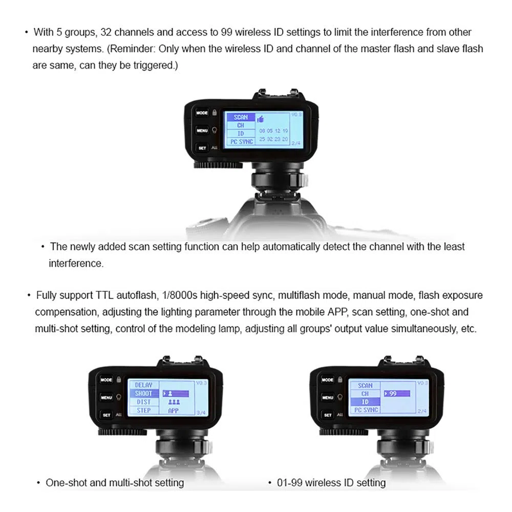Godox X2T-O TTL Déclencheur de Flash 1/8000s HSS 2.4G LCD Écran Transmetteur à Distance sans Fil Trigger Compatible avec Caméra Olympus, Panasonic/Godox V1-O/TT350-O/V860II/AD200/AD200Pro