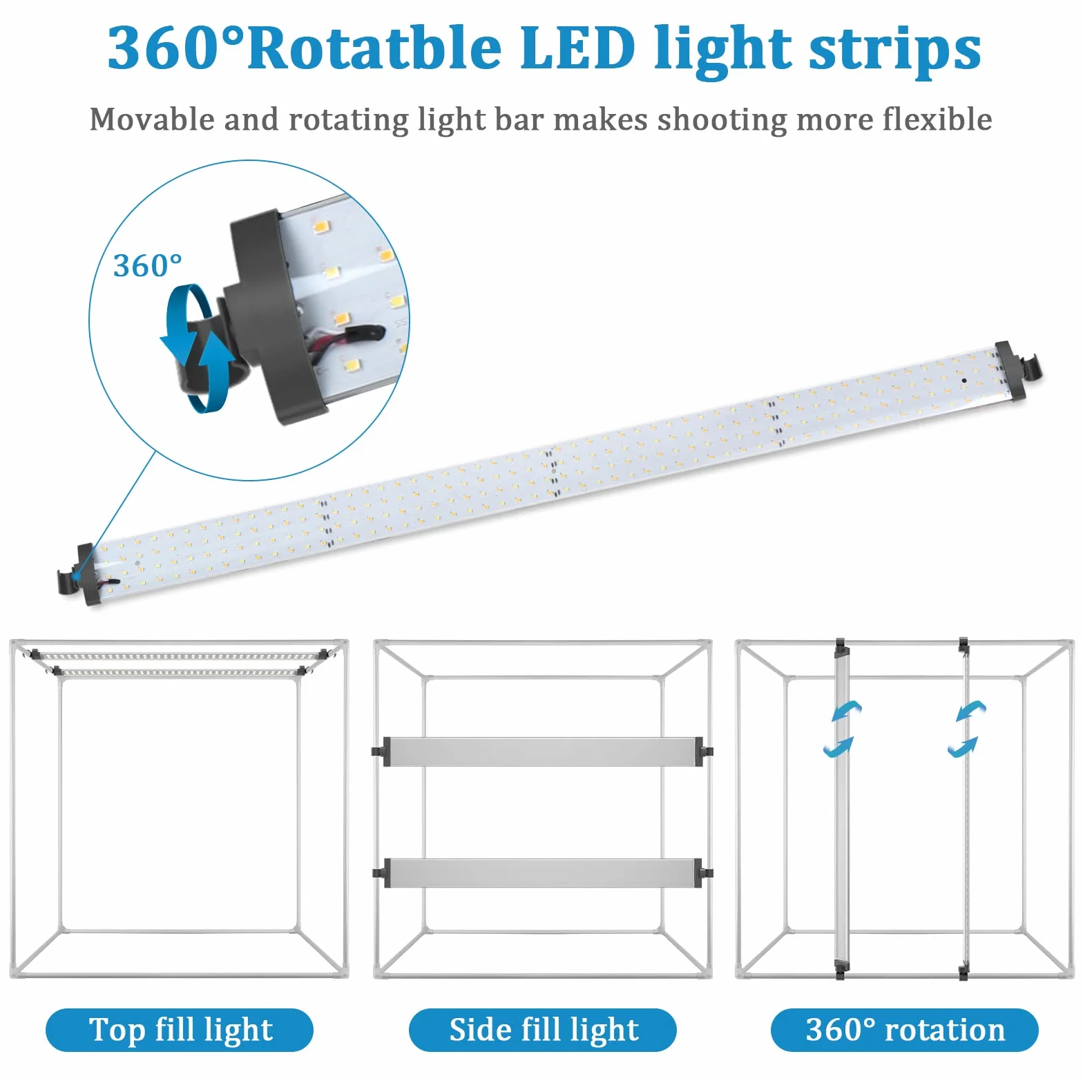 Boîte de Studio Photo, 80 x 80 x 80 cm, Portable, Pliable, pour Photographie, Tente de Prise de Vue avec variateur d'intensité élevé CRI95 + lumières LED et 5 Toiles de Fond pour de Produits