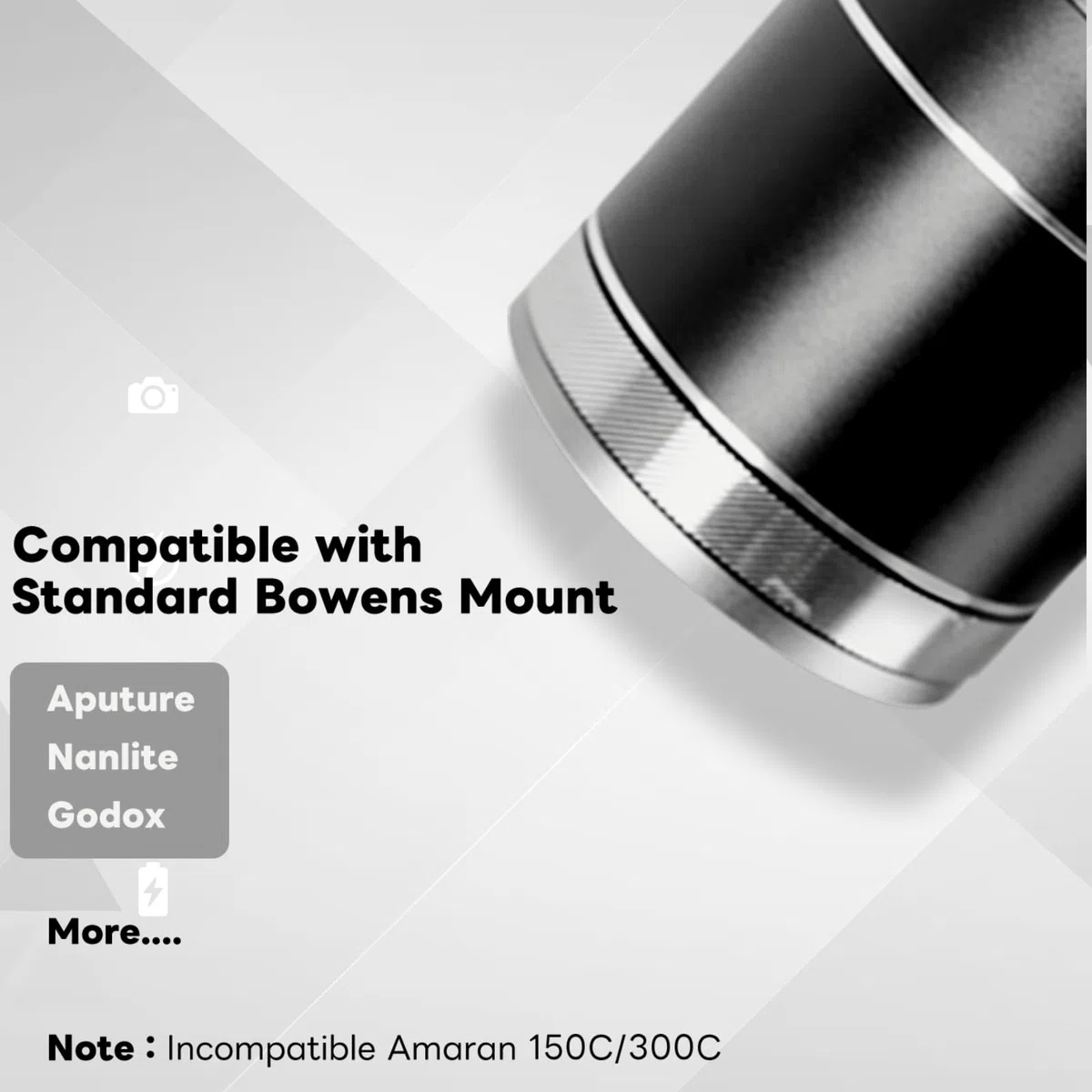 Snoot à Monture Bowens, kit de snoot Optique pour Portraits monoblocs/éclairage LED, Compatible avec Aputure Amaran 60D/100X/D 200D/X,Storm 400x Godox SL60, 4 filtres Couleur, 25 gobos.