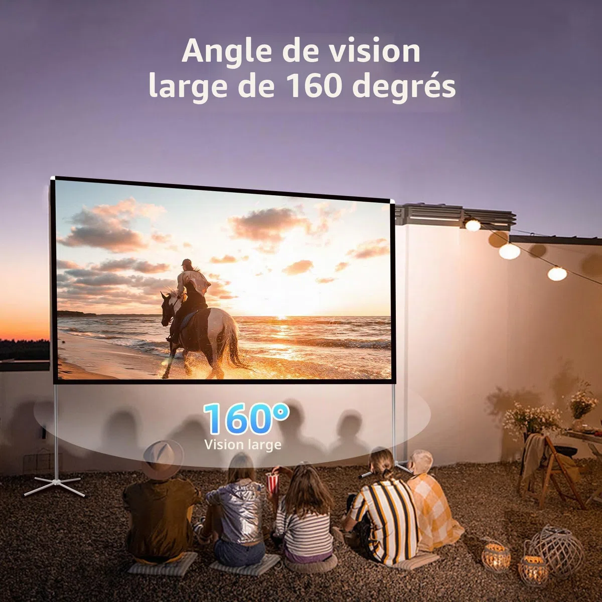 Écran de Projection Portable d'extérieur : écran de Projection Pliable de 120 Pouces avec Pieds de Support et Sac de Transport pour fête de Camping