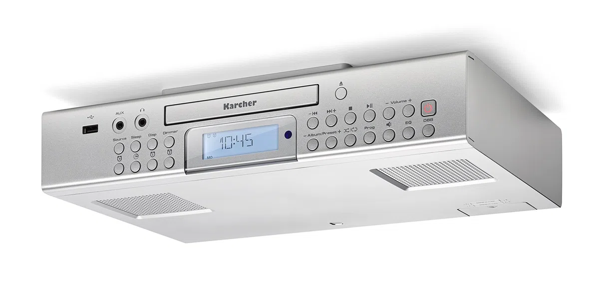 Karcher RA 2050 Radio encastrable (Radio FM, Lecteur CD, USB, Chargeur USB, minuterie de Compte à rebours, télécommande) Argent