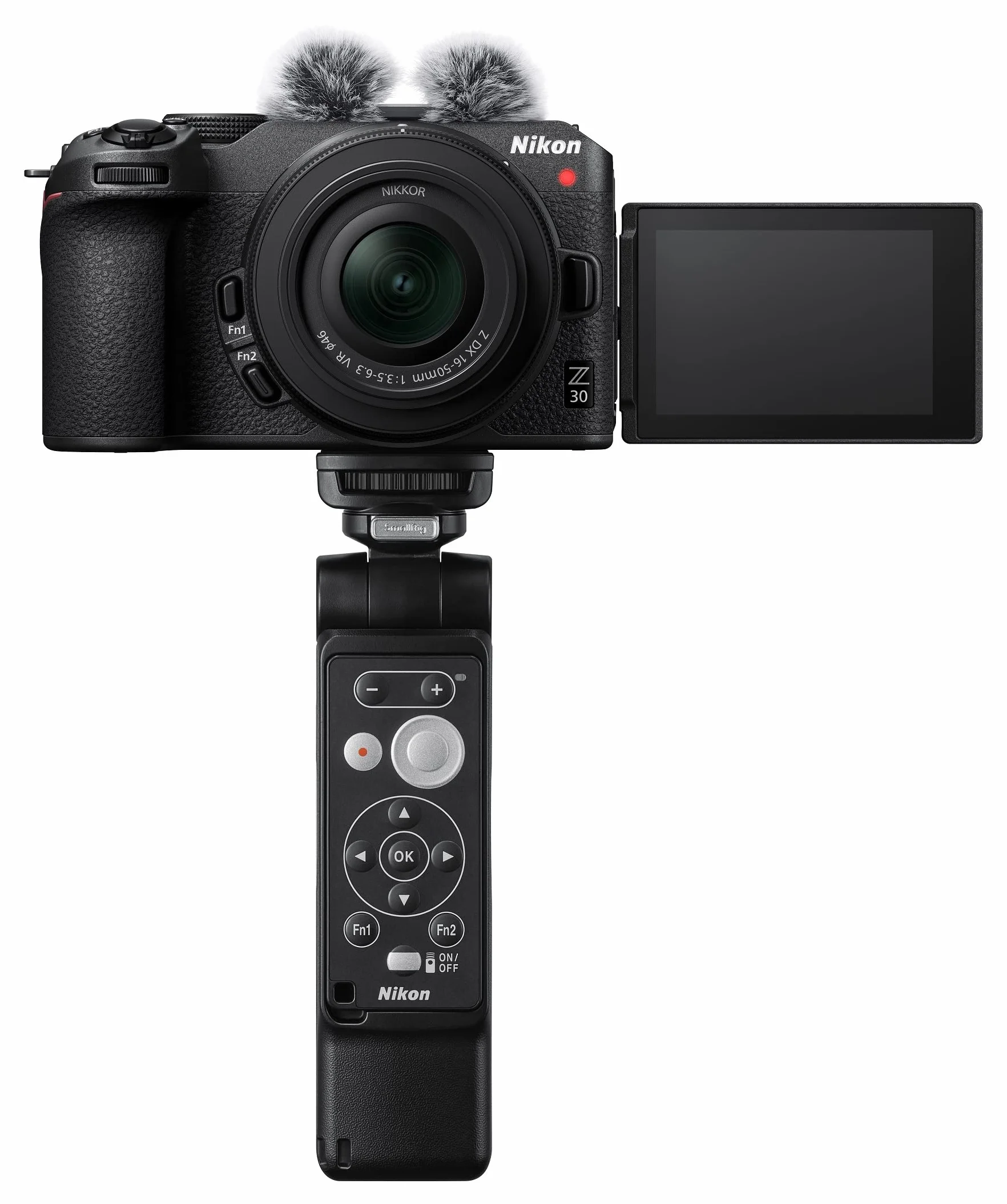 Nikon kit Vlogger Z30+16-50 + SmallRig Tripod + ML-L7. Hybride capteur DX (20,9 MP, 4K UHD 30p ou Full HD 120p, Rafale 11 i/s, écran Tactile orientable (câble USB Type C fourni)