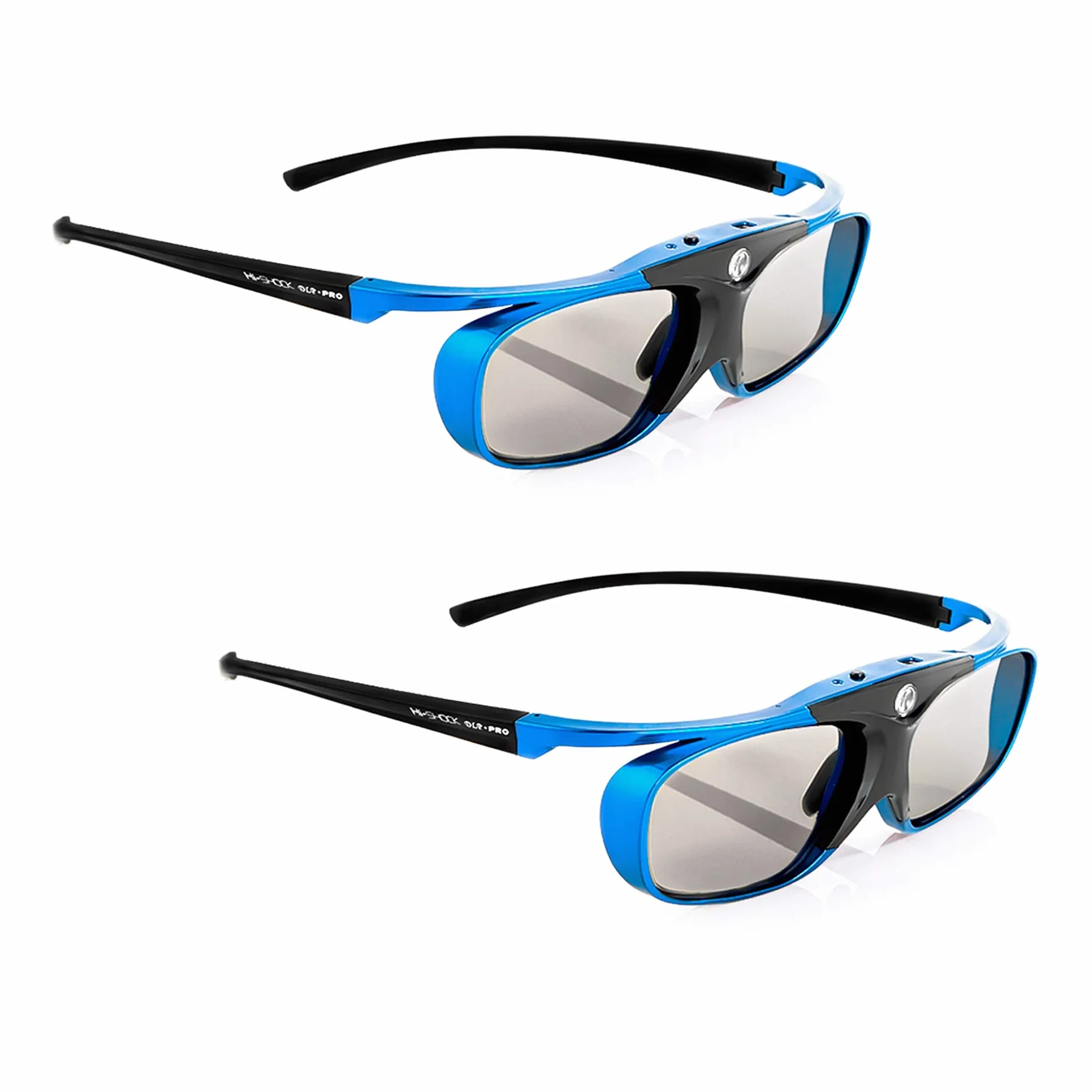 2X Hi-Shock DLP Pro Blue Heaven | Lunettes Actives DLP Link 3D - Compatibles avec Les projecteurs 3D DLP d'Acer, BenQ, Optoma, Viewsonic | Remplacement du PPA5610 / E4W [96-200 Hz | Rechargeable]