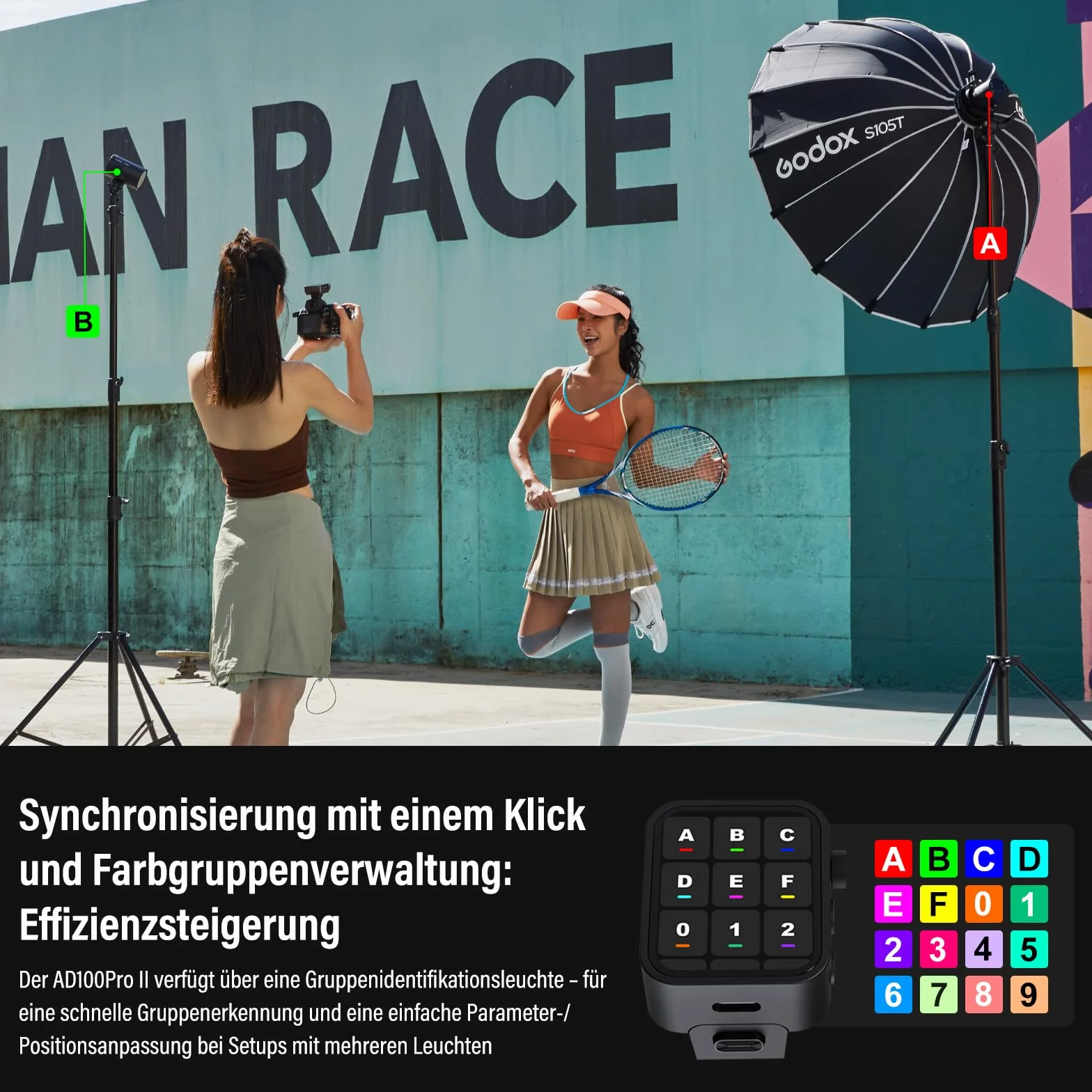 GODOX AD100ProII Flash Kit AD100Pro Upgrade Lumière Strobe Photographie,100Ws 2.4G San Fil HSS 1/8000s Flash Extérieur,USB-C Recharge,Batterie 2850mAh 490 Flashs Pleine Puissance Lampe de Modelage LED