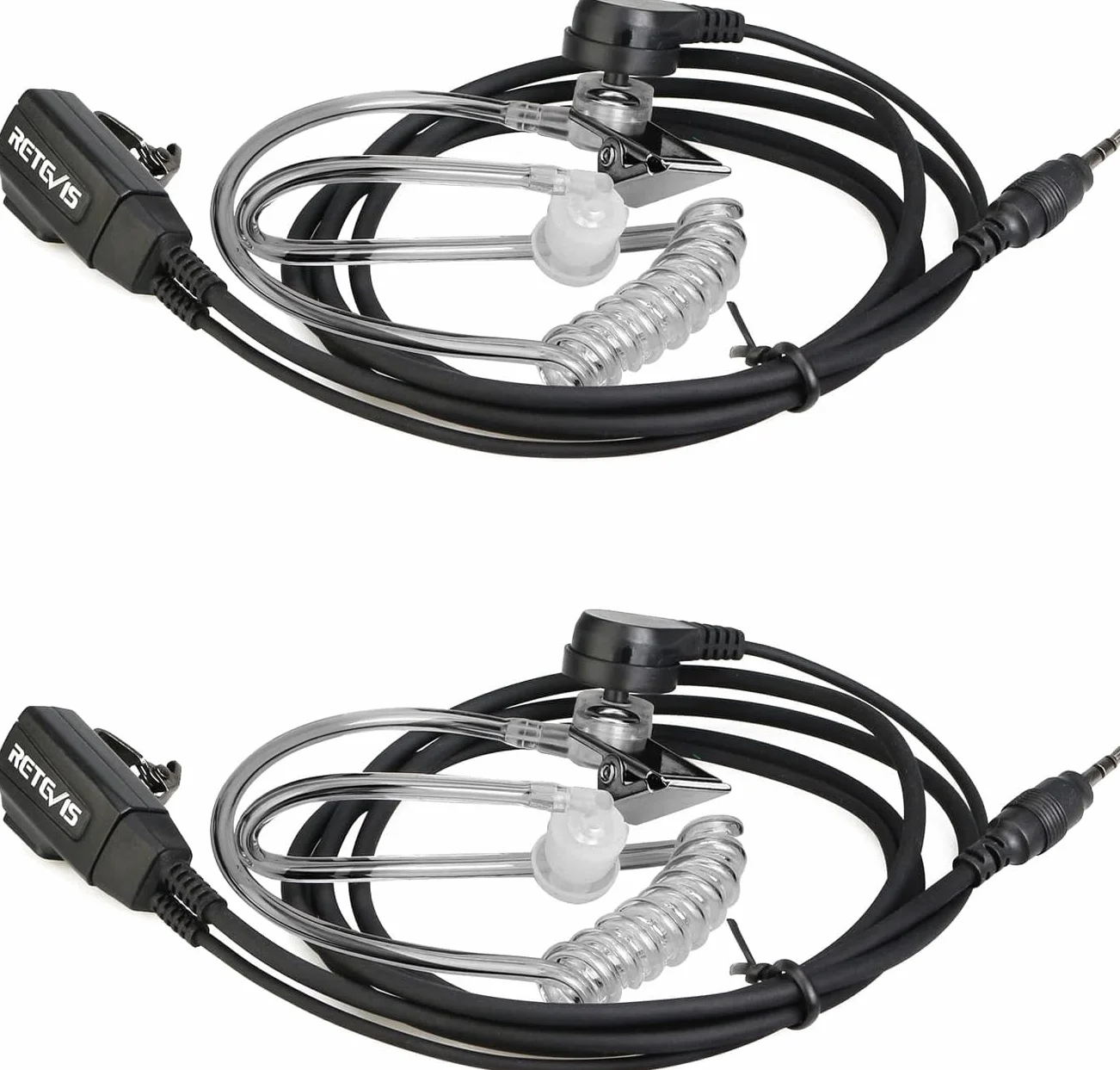 Retevis Oreillette pour Talkie-Walkie 1 Broche 2,5 mm, Casque de Sécurité, Air Tube Oreillett avec PTT, Ecouteur Talkie Walkie Compatible RB648 RT649 RT649B RT649P (2 pièce)