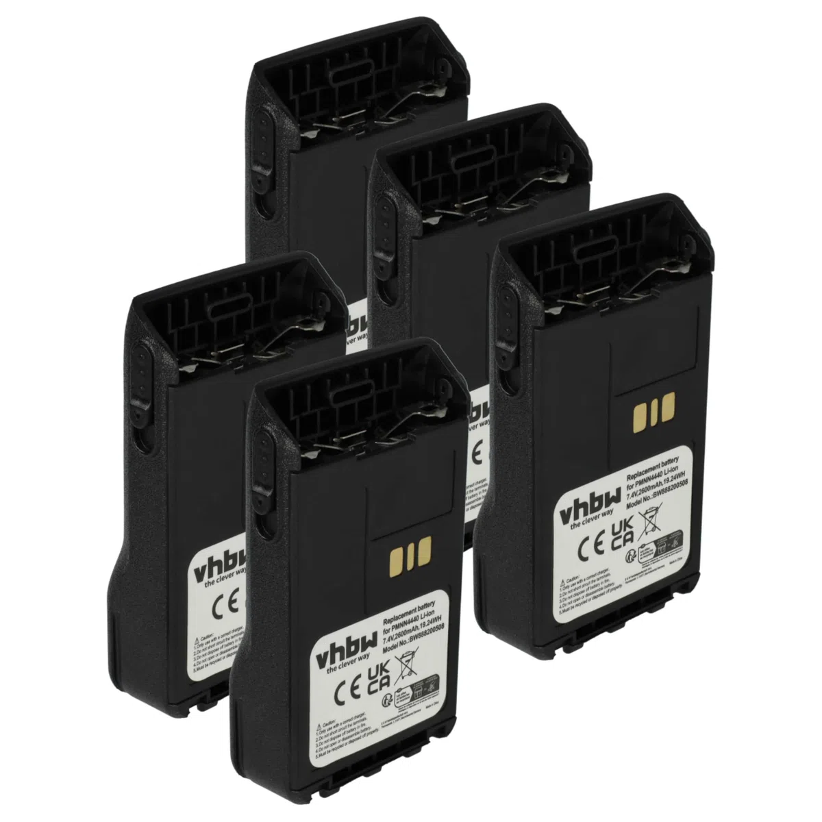 vhbw 5X Batterie Compatible avec Motorola DP3441 | DP3661, DP3000e, DP3661E, DP3441e radio talkie-walkie (2600mAh, 7,4V, Li-ion)