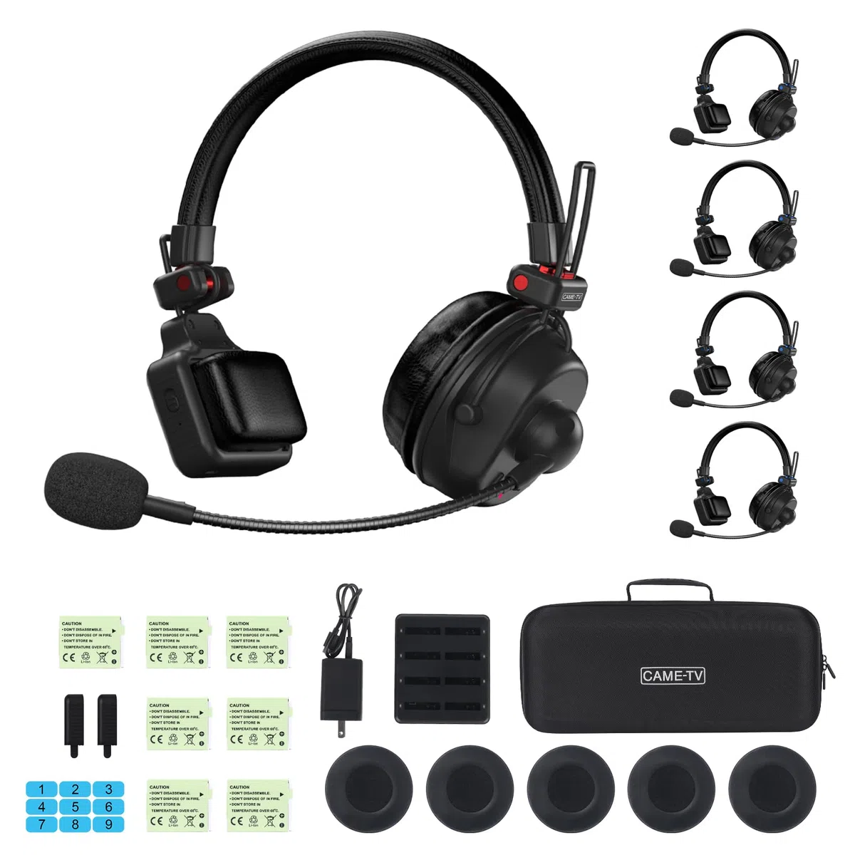Waero-PRO Casque d'intercom sans fil 1,9 GHz avec réduction du bruit A/B Group 1700 ft (518 m) Zero Latency 5 personnes Communication d'équipe pour l'église, le bateau, la production de films (5PCS)