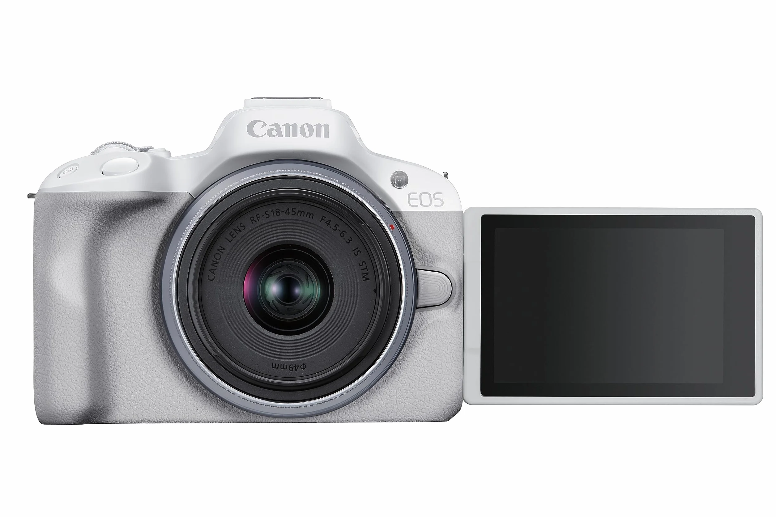 Canon EOS R50 Appareil Photo Blanc + Objectif RF-S 18-45 is STM (Hybride APS-C 24M Pixels, 15 im/Sec, CMOS AF Dual Pixel, vidéo 4K/30p, WiFi), Blanc