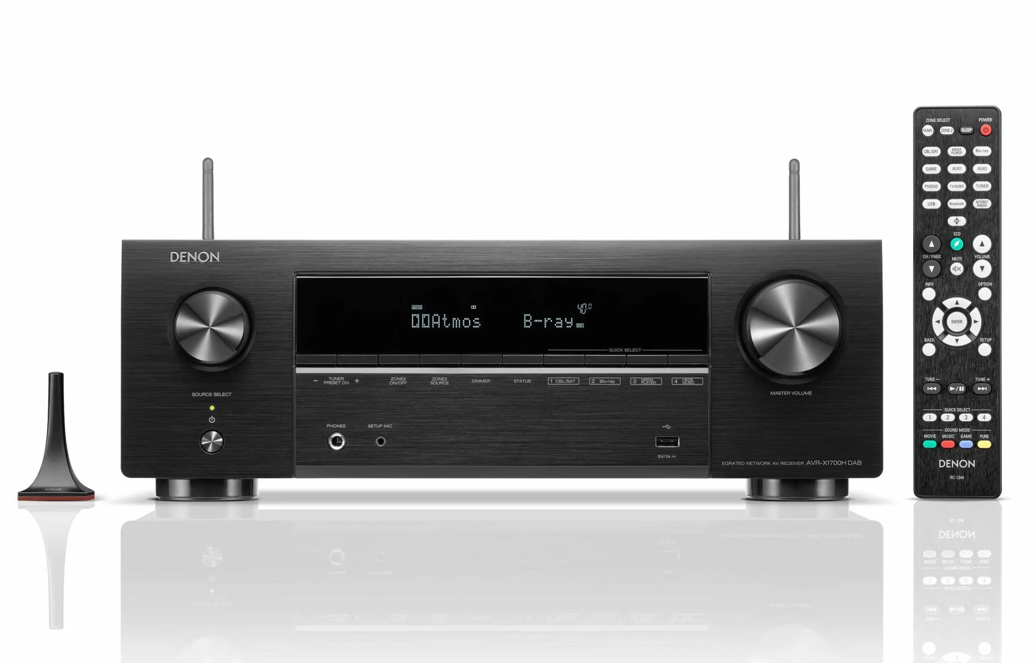 Denon AVR-X1700H Dab Amplificateur AV Home Cinéma 7.2 Canaux, 145W, Radio Dab+/FM, HDMI 8K, HEOS Multiroom, AirPlay 2, Dolby Atmos, DTS:X, Bluetooth - Noir