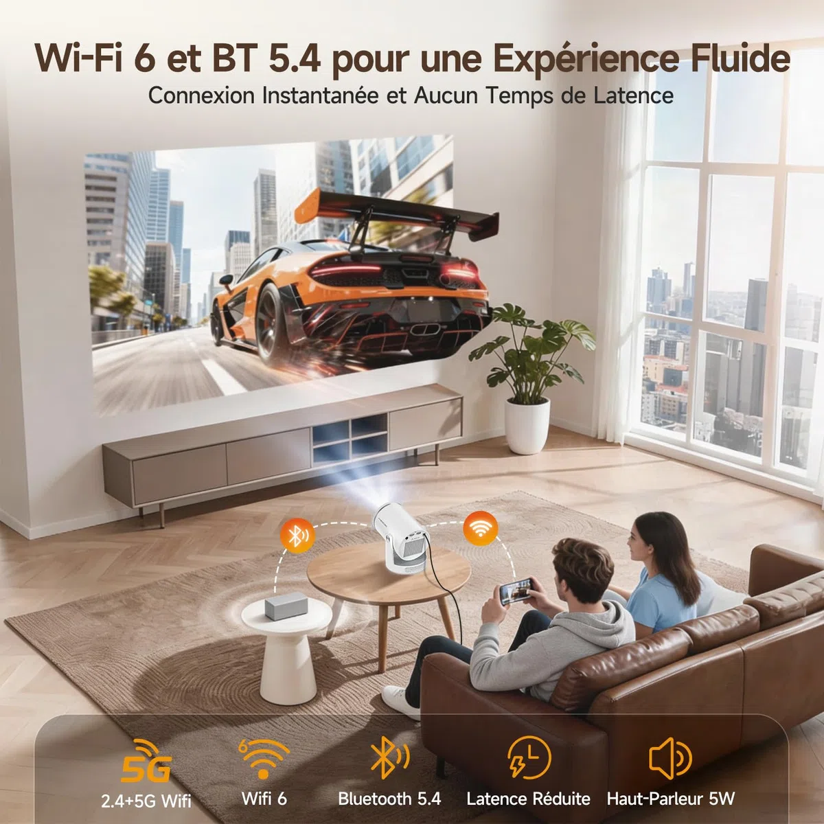 【Mise au Point Automatique 】 Videoprojecteur 4k Magcubic HY320pro -Projecteur Video Natif 1080p, 400 ANSI, Contraste 10000:1, Wi-FI 6 et Bluetooth 5.4, idéal pour la Maison et Le Bureau