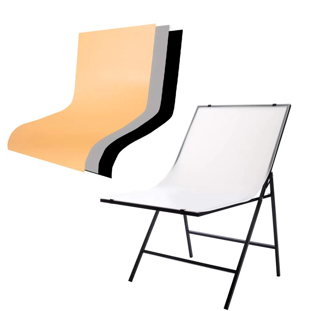 Table de Prise de Vue Pliable, Shooting Table 60x100cm Portable Non Réfléchissant avec 3 Pvc Fond pour Studio Photographie Tentes de Shooting