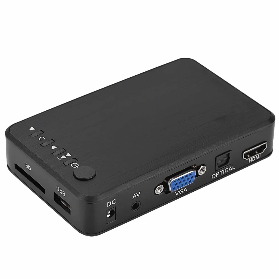 Garsent Lecteur Multimédia, 1080P HD HDMI Audio et Vidéo Lecteur Multimédia Support USB, Carte SD, Disque Dur avec Télécommande IR, 110V-240V.(EU)